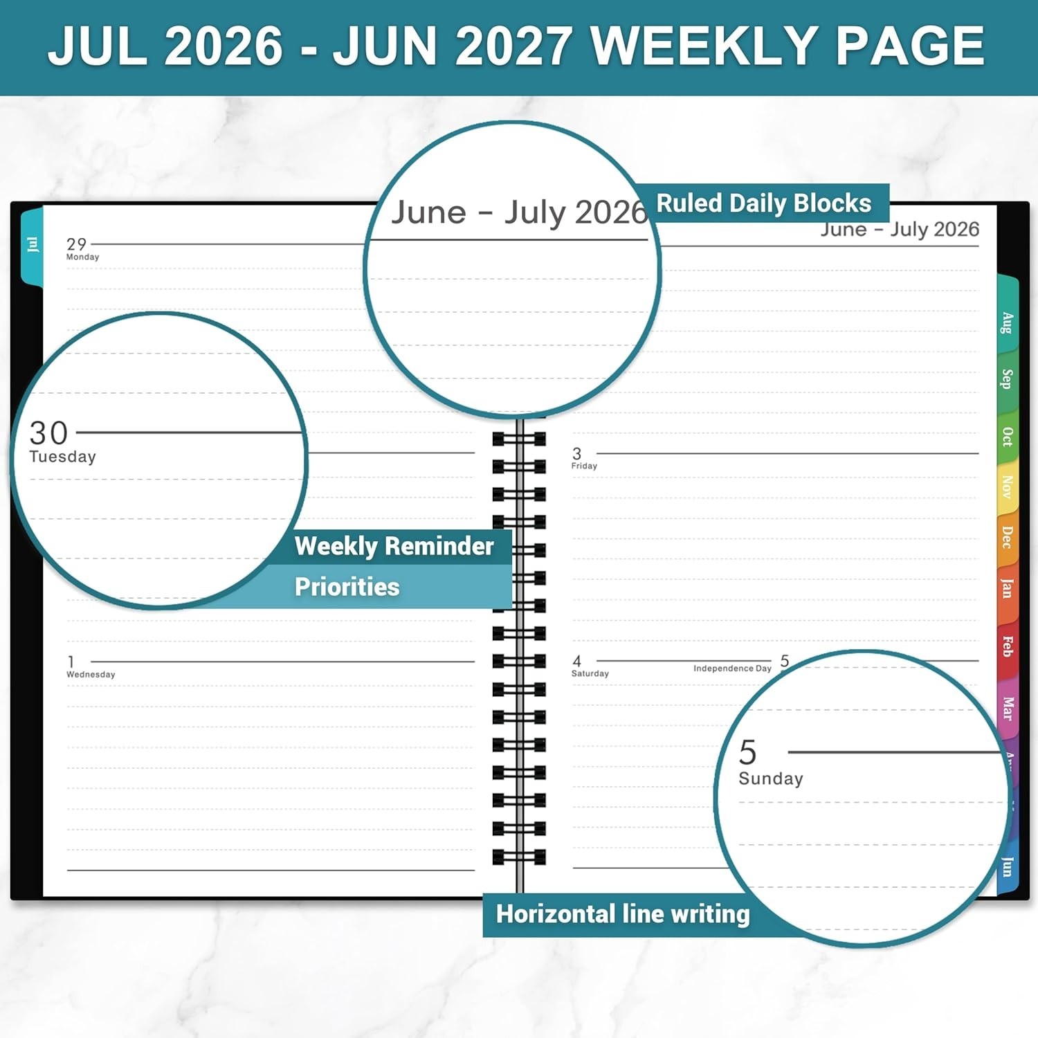 Durable 2026-2027 Planner: Weekly & Monthly Layout – 6.3×8.4, Twin-Wire Binding