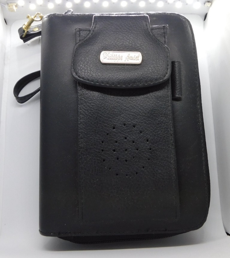Philippe Amiel Planner Organizer Calendar Black Calculator Card Holder Zipper