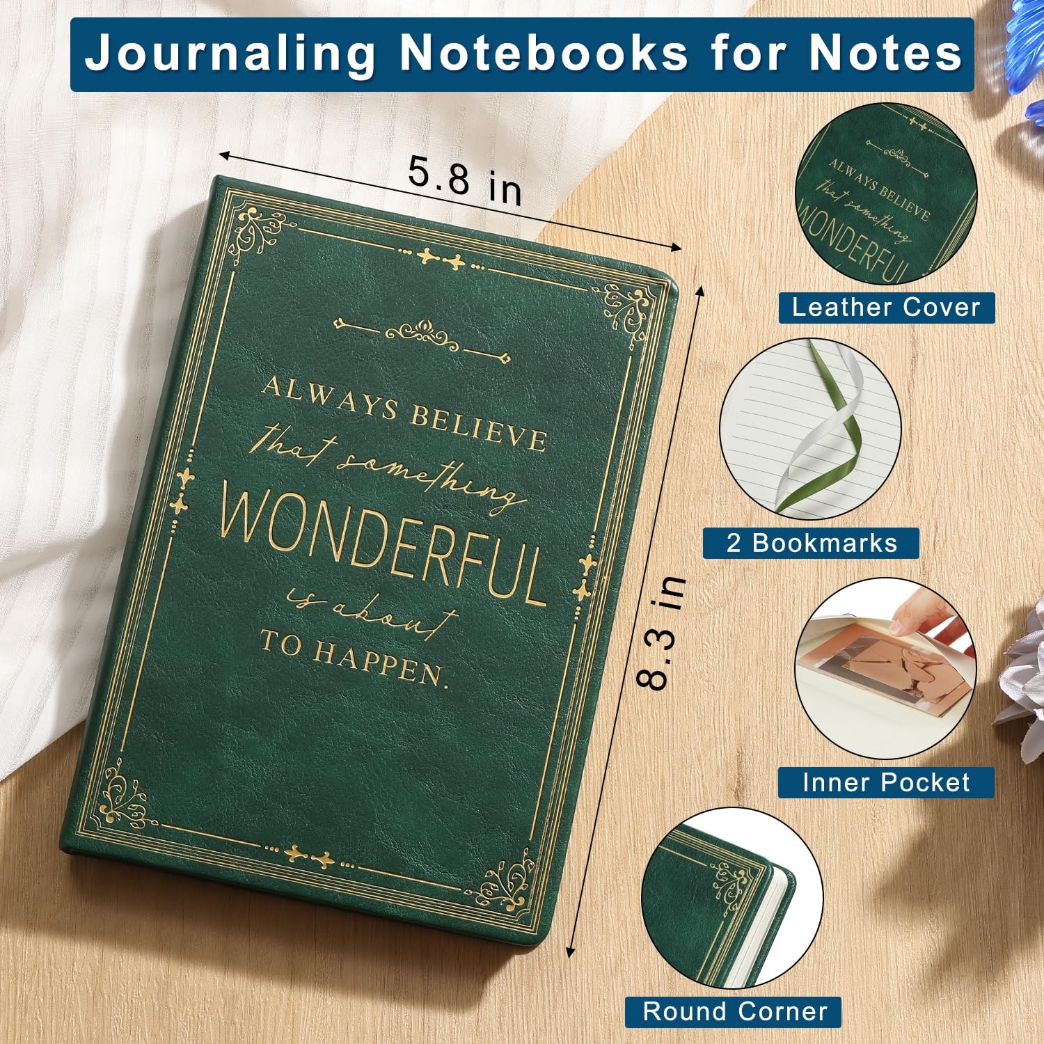Leather Journal Notebook for Men, A5 Green Journal Note Book, Artisan Travel …