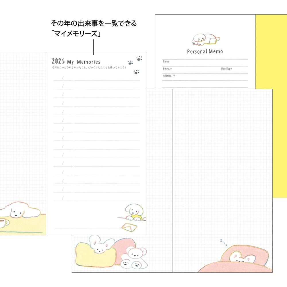 DESIGNPHIL midori Planner 2026 Slim Monthly Dog Print 22361006