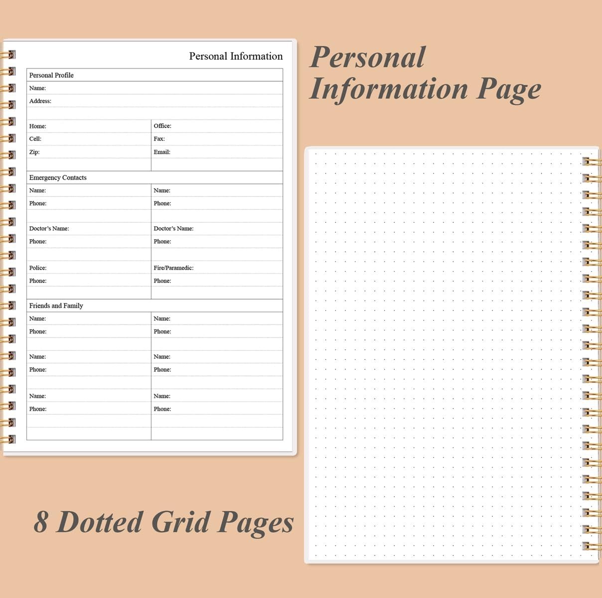 Elegant Undated Daily Planner – B5 Size, 150 Pages, Spiral Organizer, Rose Leaf