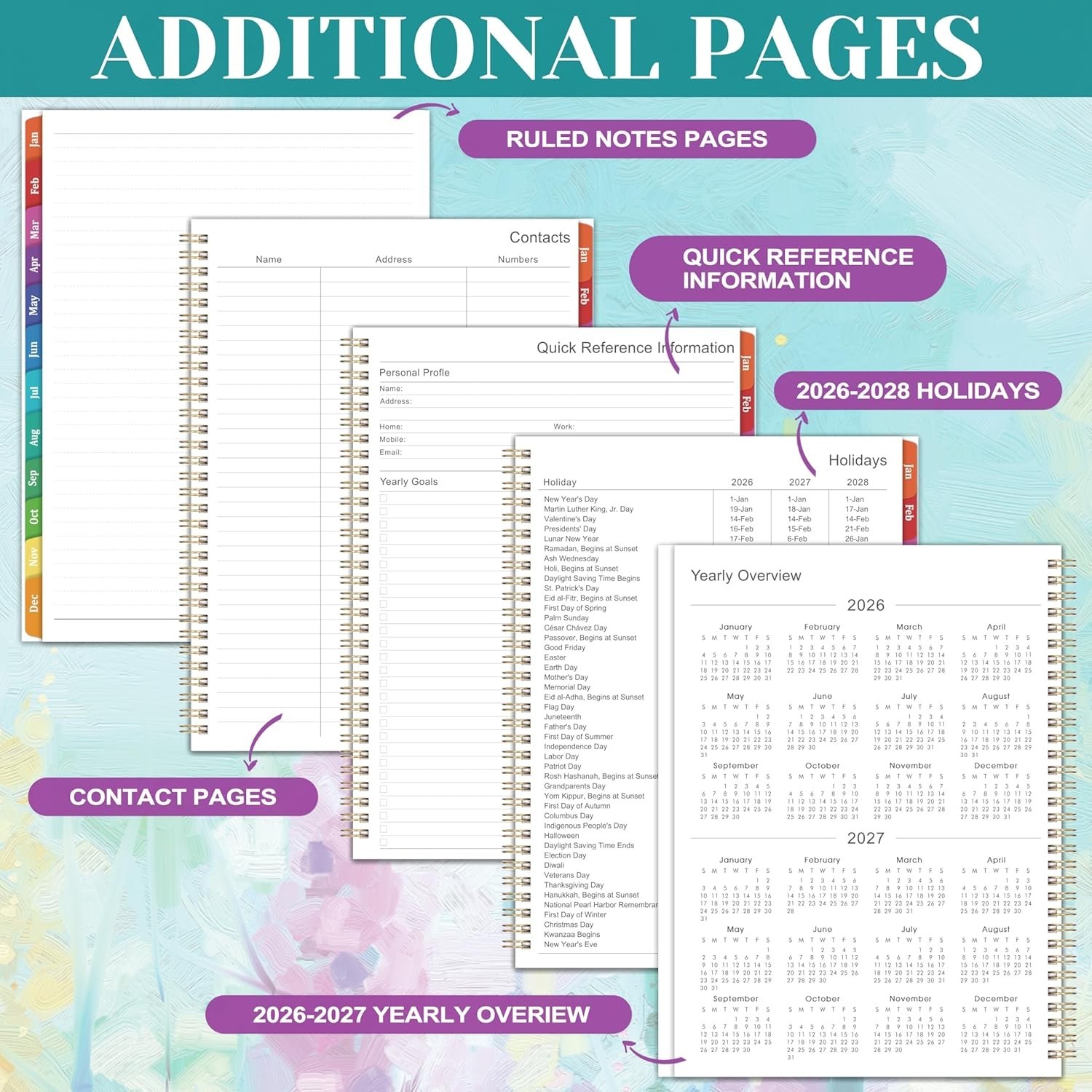 Stylish 2026 Planner with Inner Pocket & Holiday Reminders – Ultimate Organizer