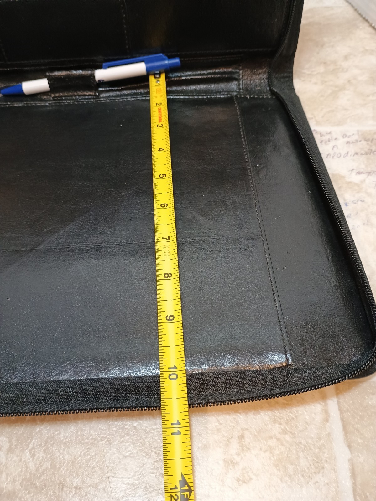 Black Zippered Padfolio Faux Leather Pre-owned Great Condition