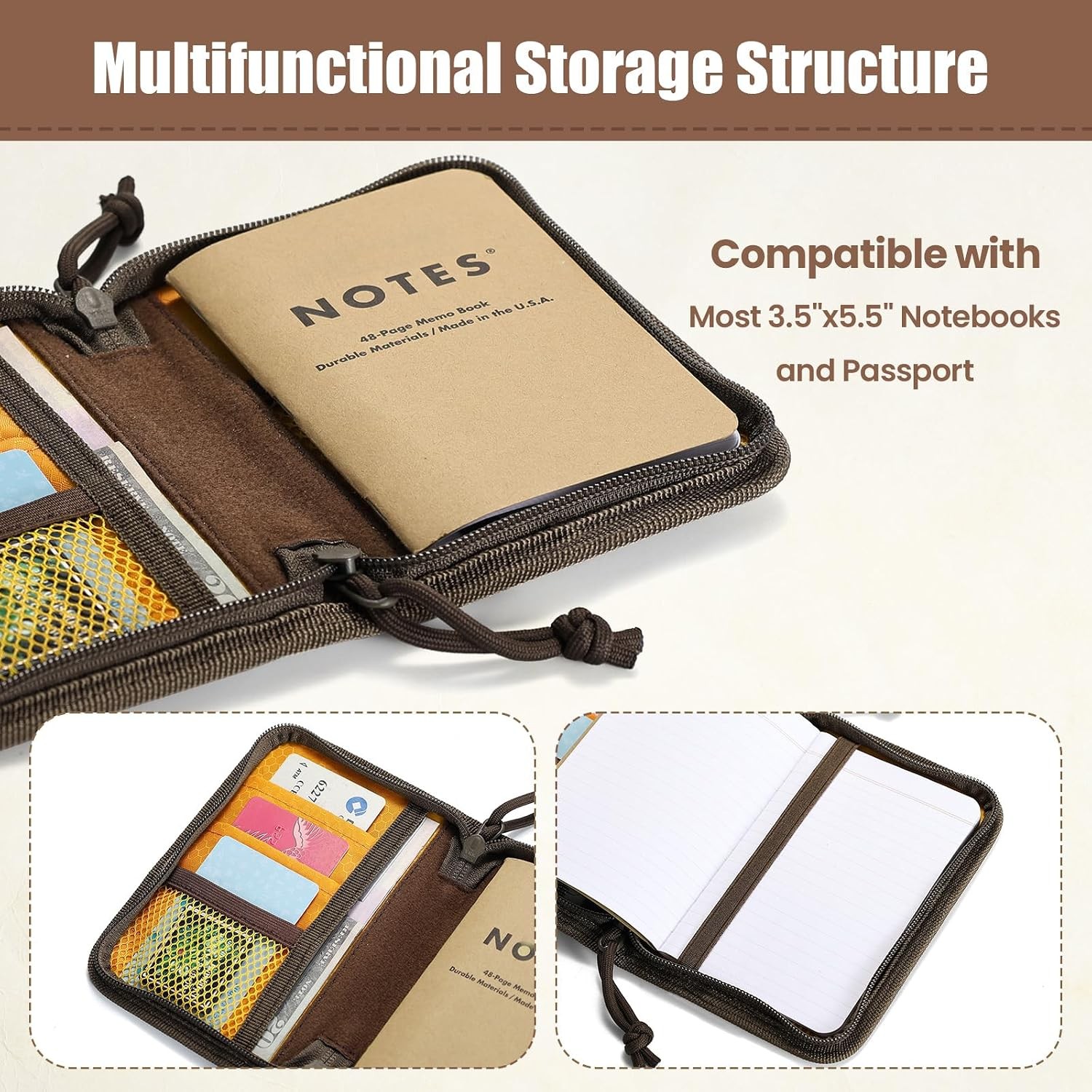 Water Resistant Field Notes 3.5×5.5 Journal Cover Case Wallet for Moleskine