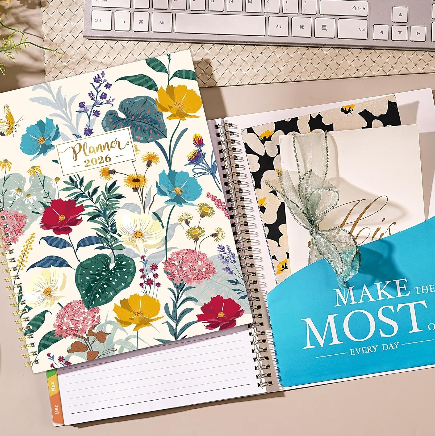 2026 Weekly & Monthly Planner 9×11 Jan–Dec Twin Wire Binding with Tabs