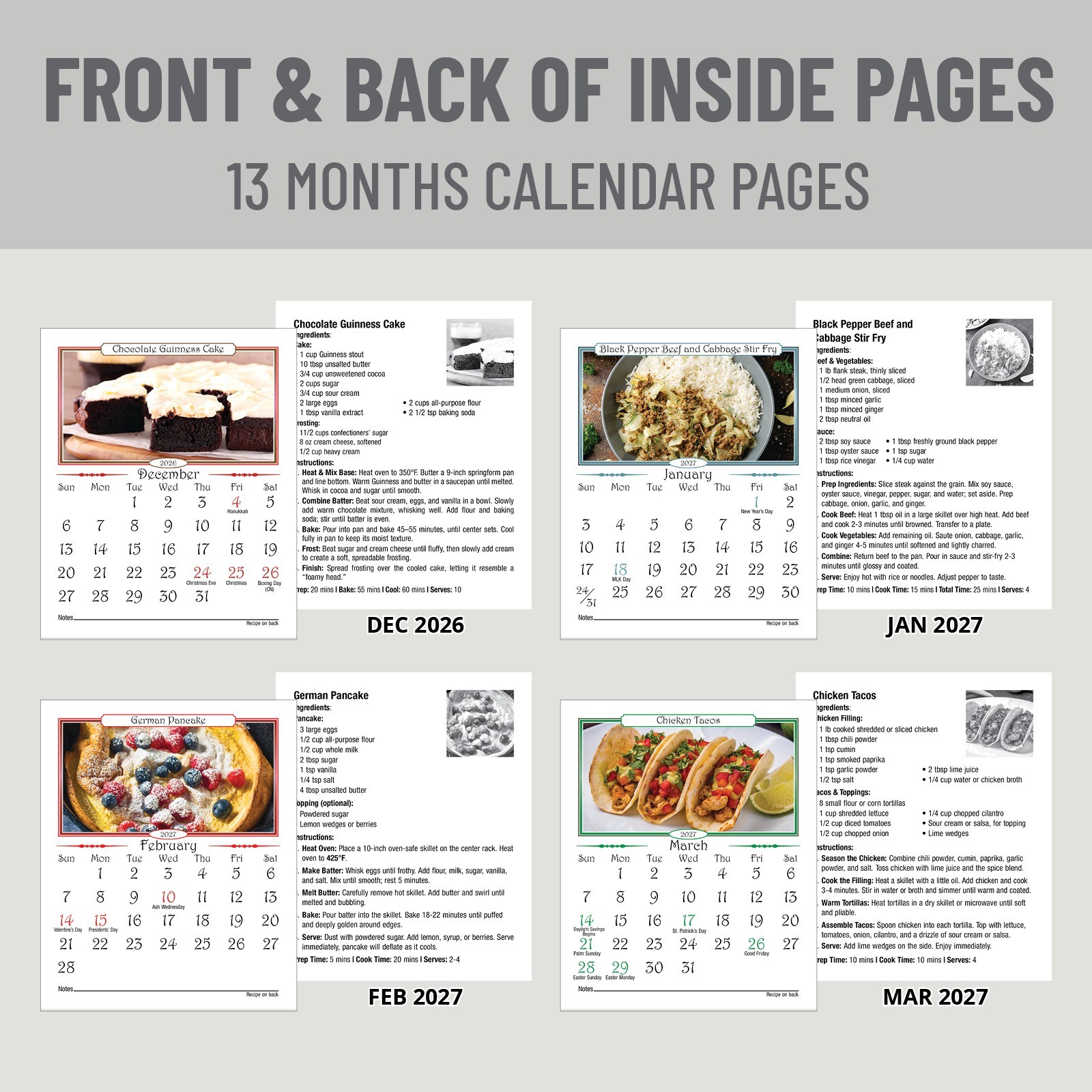 2027 Recipe Magnetic Calendar Business Card Lemon & Wooden Spoon Promo RCP803