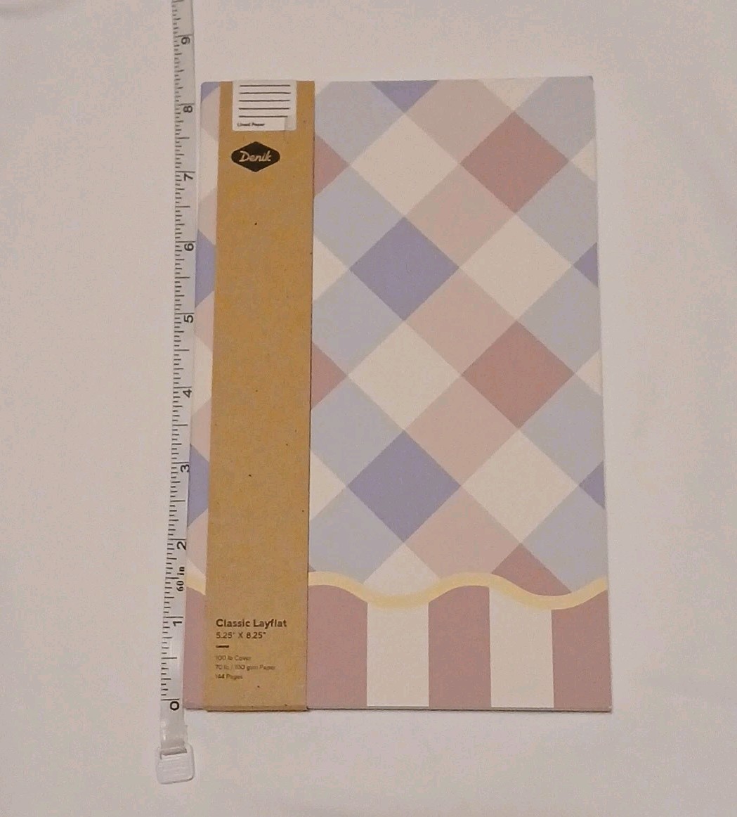 Denik Classic Layflat Notebook Pastel Plaid Cover 5.25″ X 8.25″ 144 Pages New
