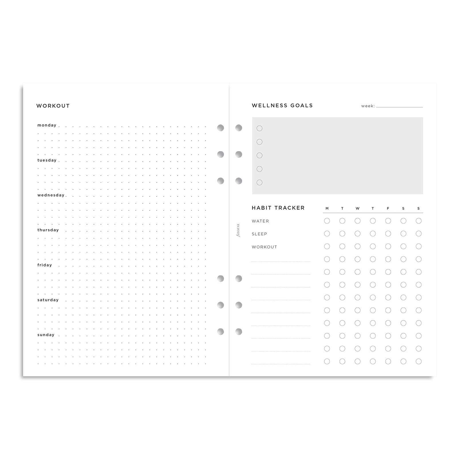 A5 Organizer Refill Wellness Tracker White Paper 8.26×5.82 In 56 Sheet