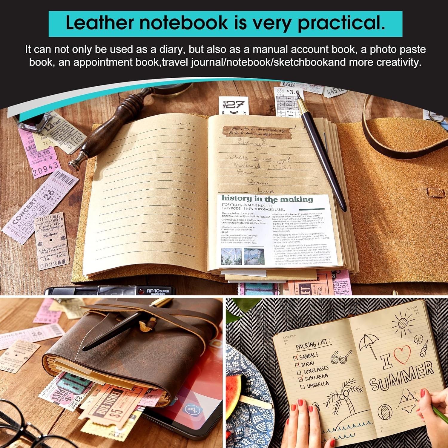 Elegant 8×10 Leather Journal for Artists and Writers – Smooth Writing Pages