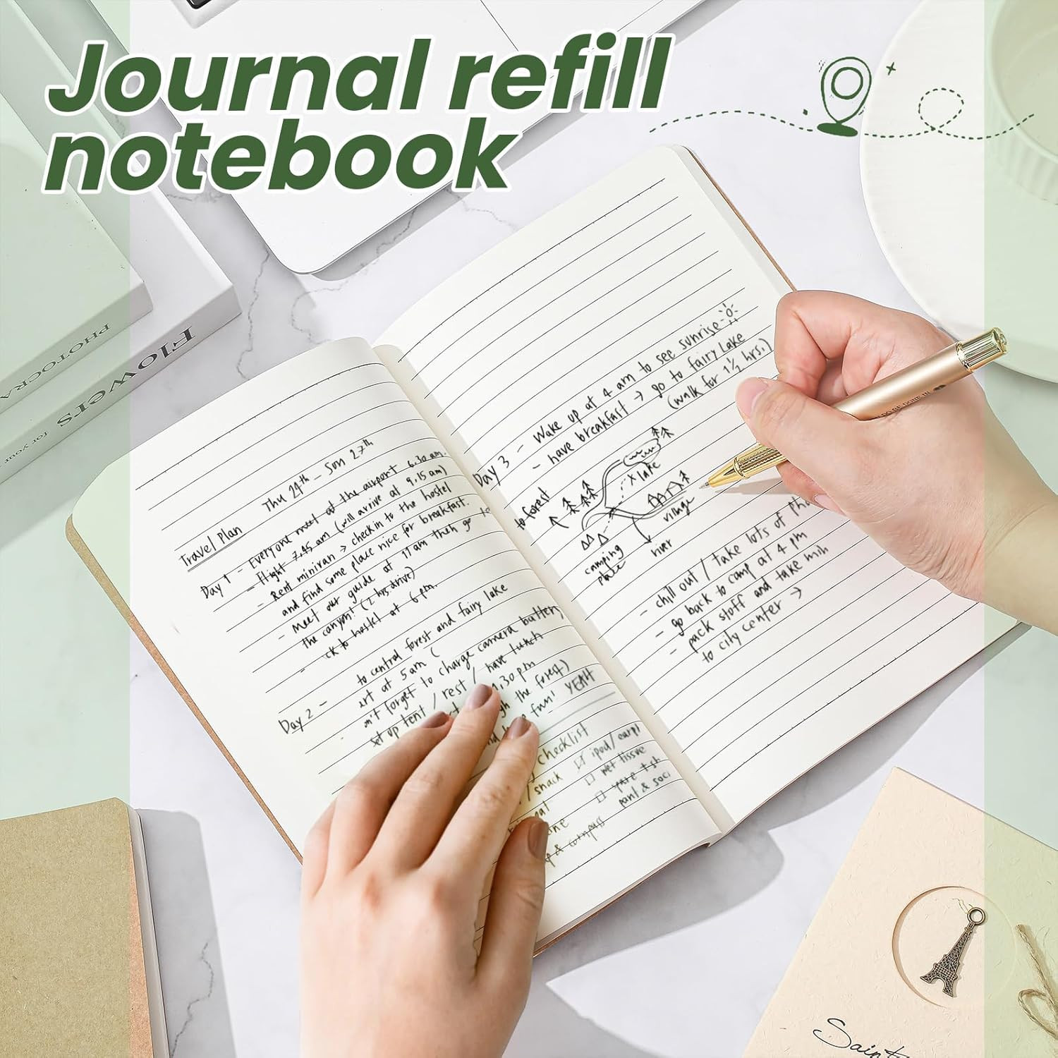 2 Pack A5 Journal Refill 5.5 X 8.2” Refillable Notebook Inserts A5 Paper Refill