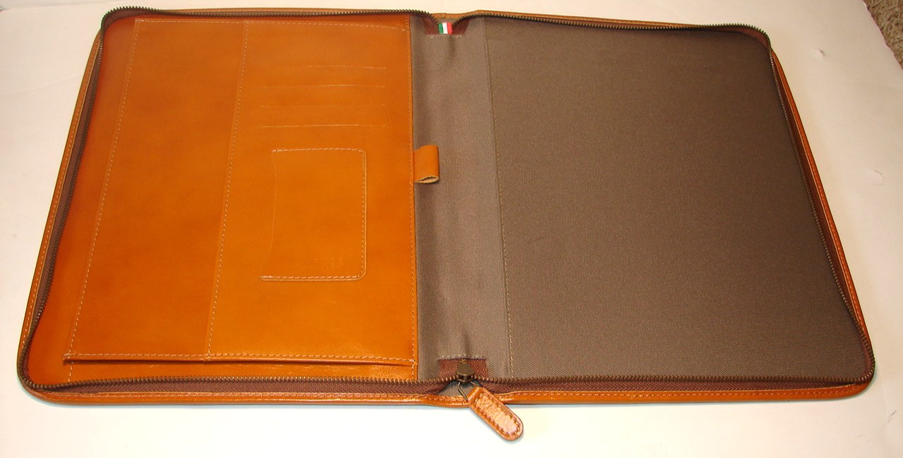 MARUSE Men or Women Portfolio Padfolio HONEY BROWN LEATHER Executive Folio ITALY