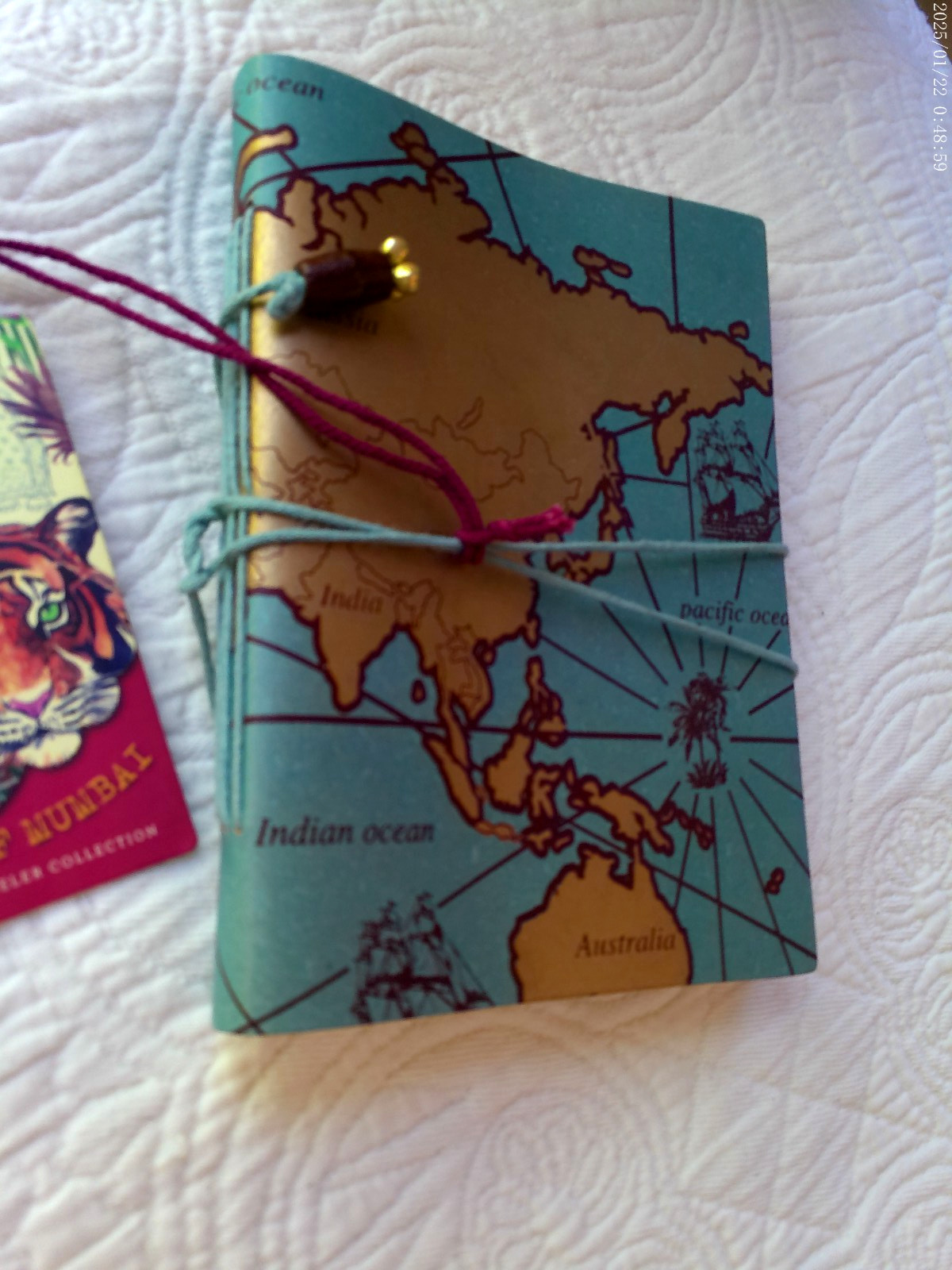 JEWEL OF MUMBAI WORLD MAP HANDMADE LEATHER JOURNAL METAL LATCH 144 LINED PAGES