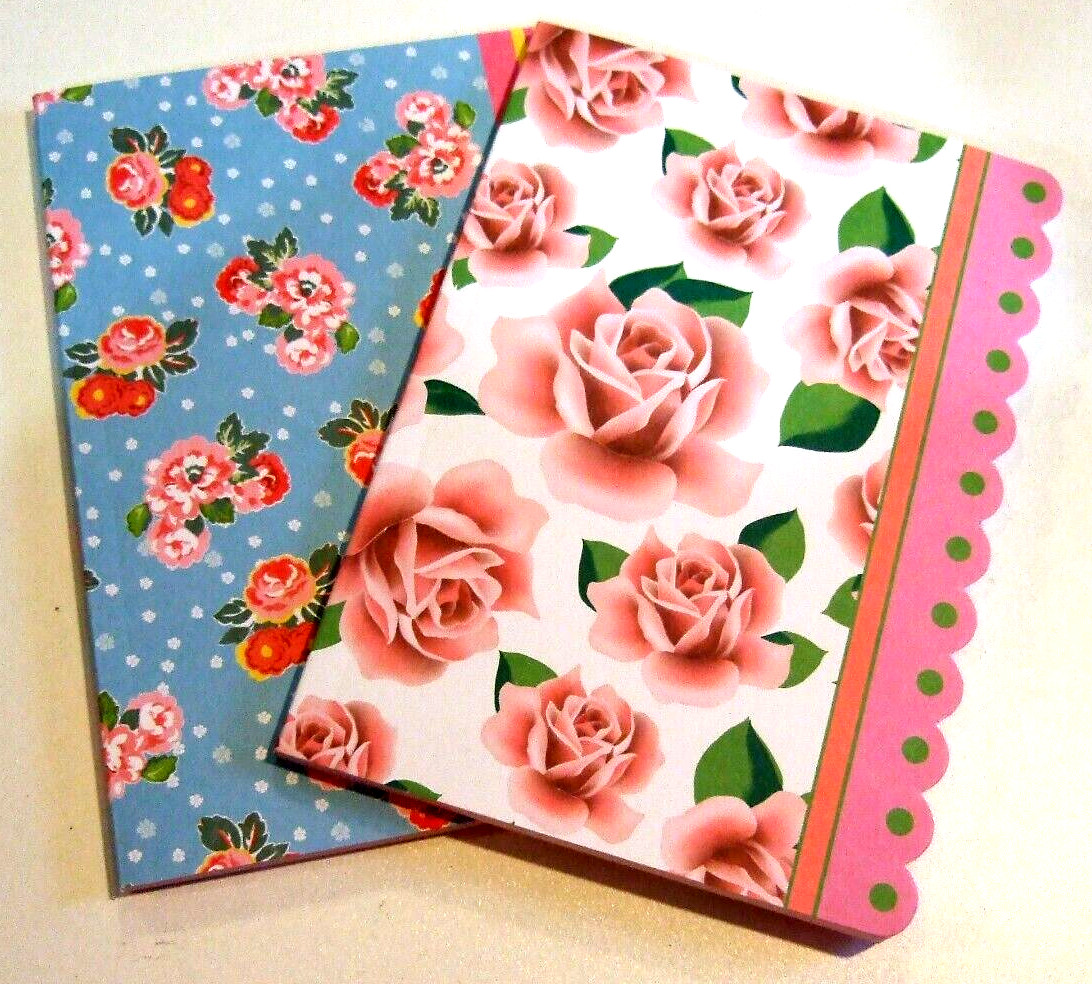 Lot of Two Floral Heavy Cardstock Covered Lined Journals – NEW (#9)