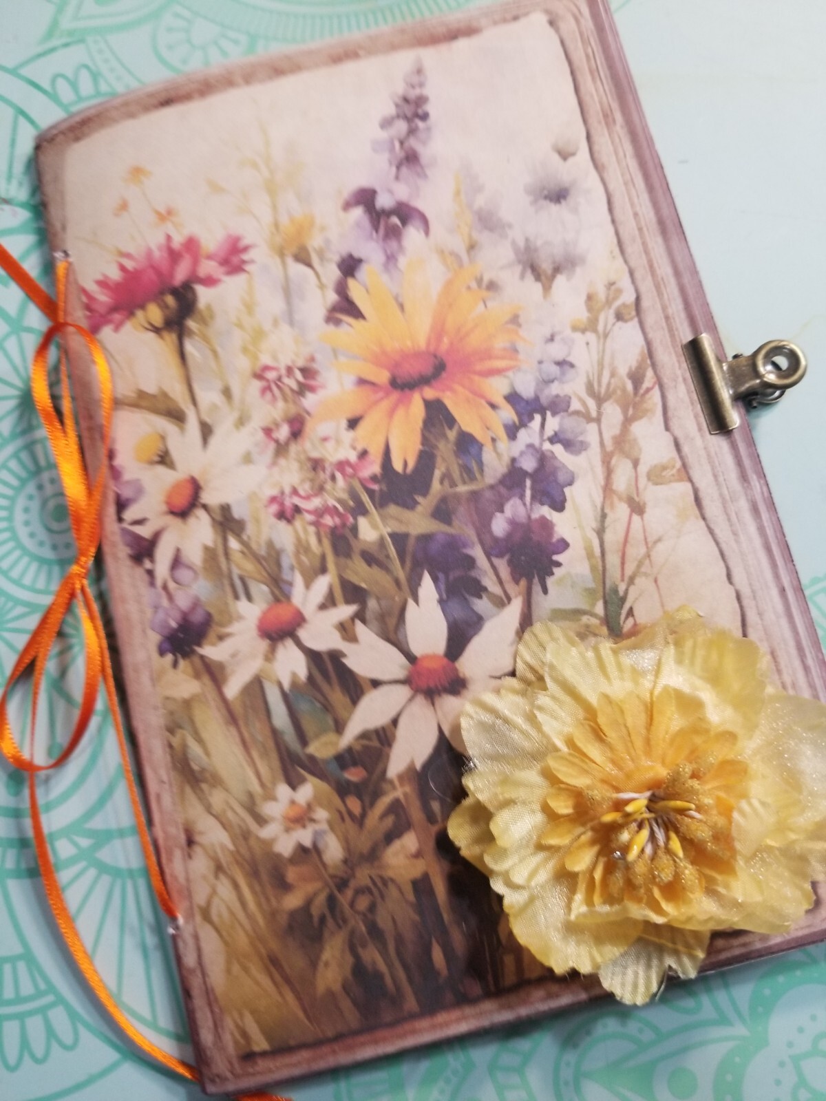Junk Journal Booklet “WILDFLOWERS” BOTANICAL HANDMADE Cards, Pockets,