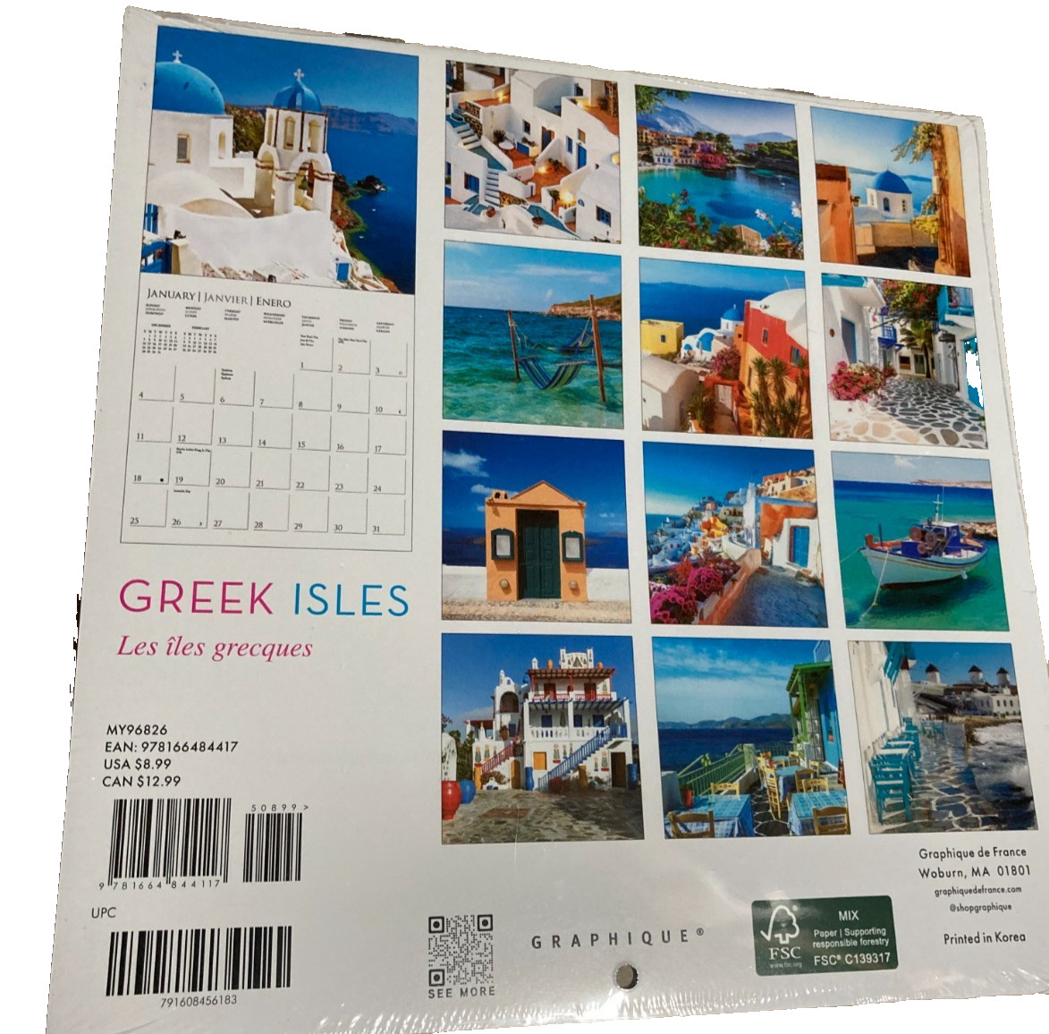 GREEK ISLES 2026 7″ x 7″ Mini Wall Calendar GREAT PICTURES!