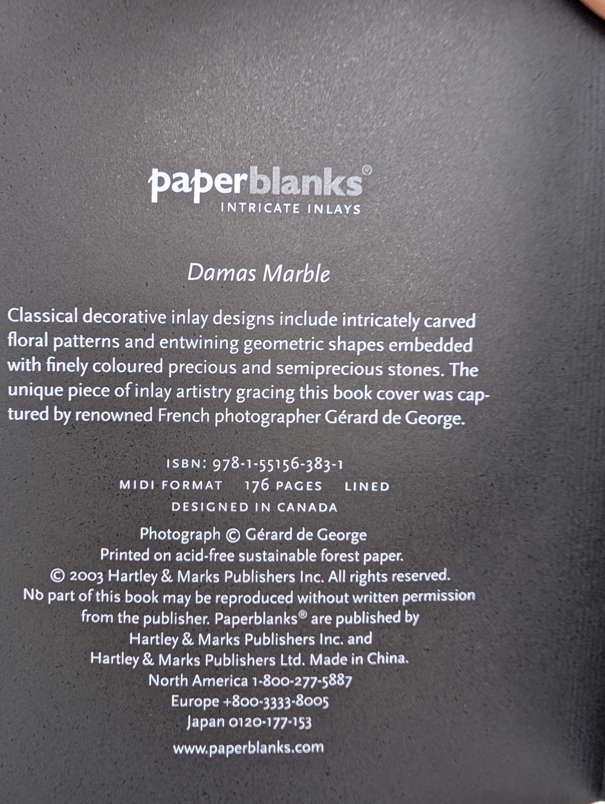 Rare Vintage New Paperblanks Journal Damas Marble Mini: Lined (Intricate Inlays)
