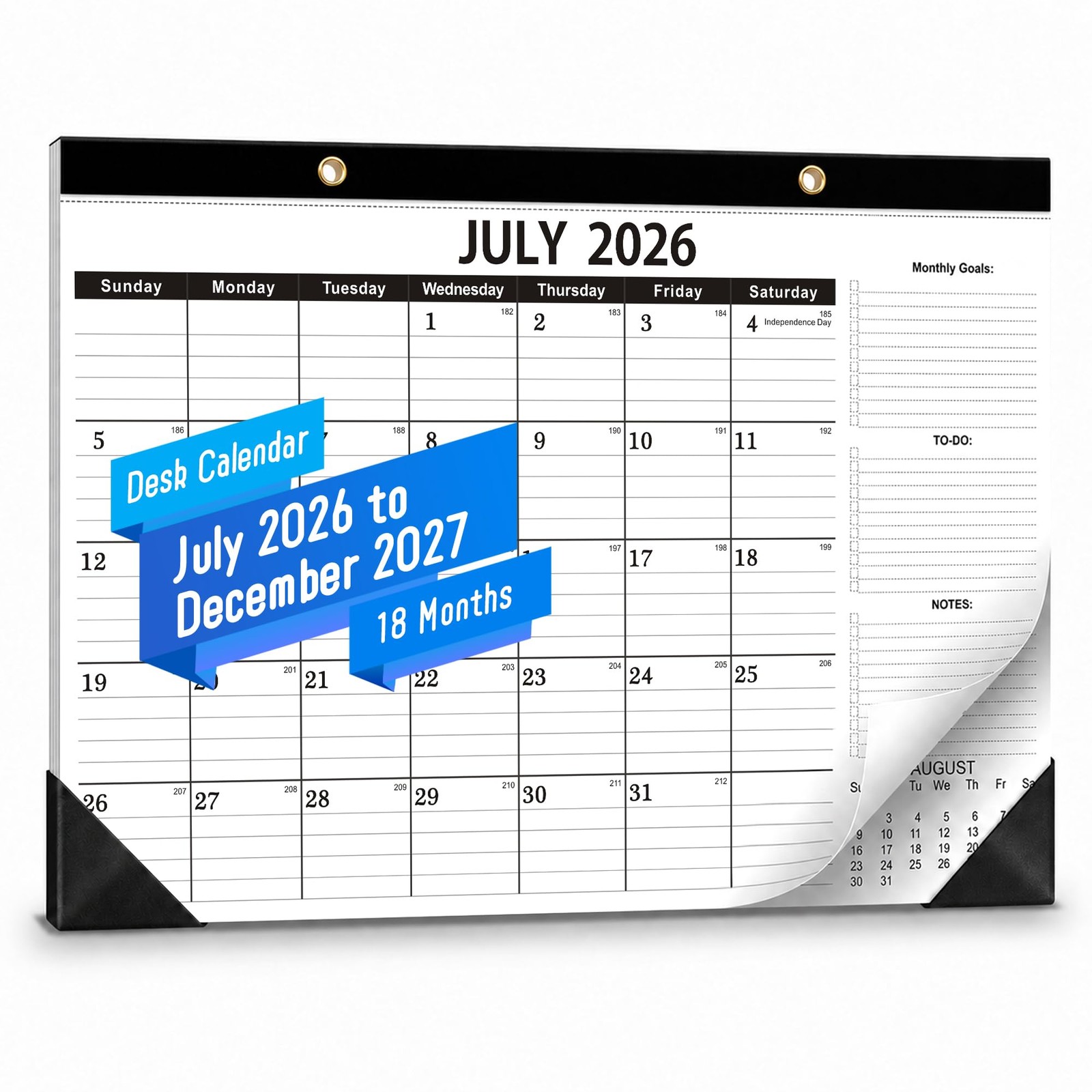 2026-2027 Desk Calendar – 17″ x 12″ Monthly Academic Wall Calendar, White