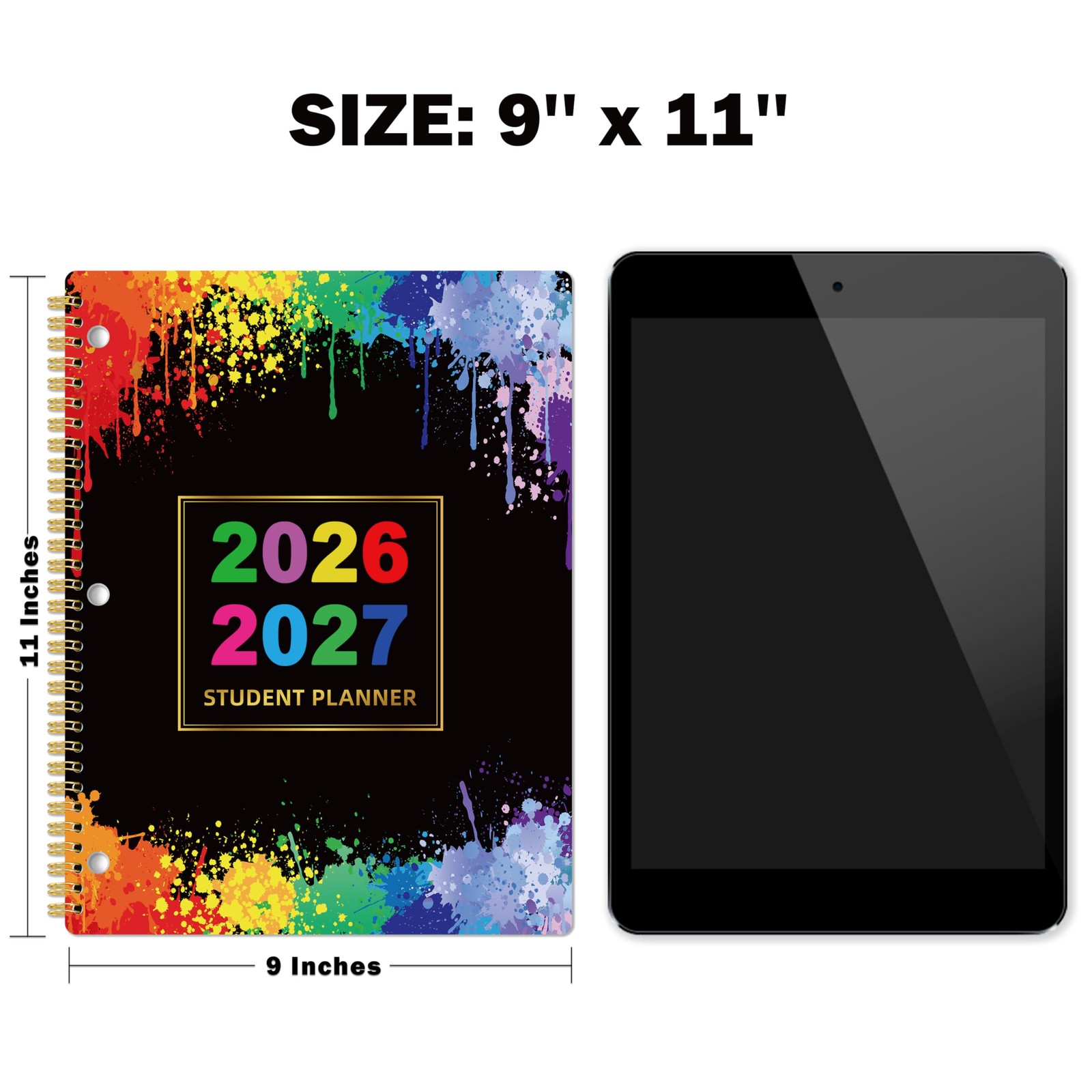 Student Planner 2026-2027 – Academic Organizer July 2026 – 9″ x 11″, Black