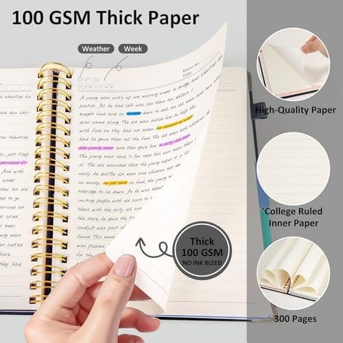Hardcover Spiral Notebook Journal with Removable PVC Dividers – 8” x 10” La…