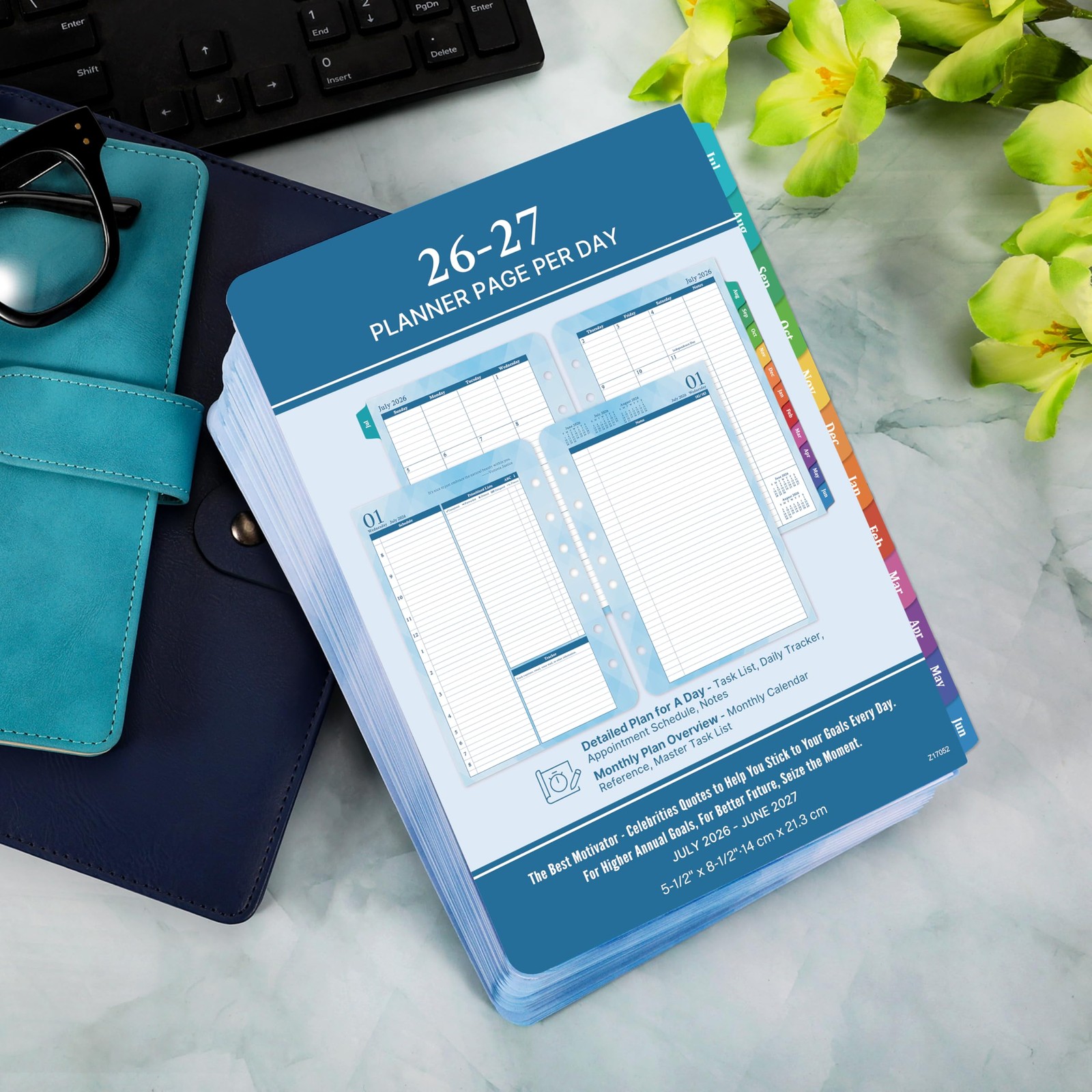 2026-2027 Planner Refills Jul 2026 – Jun 2027, Two Pages Per Day Daily & Monthl