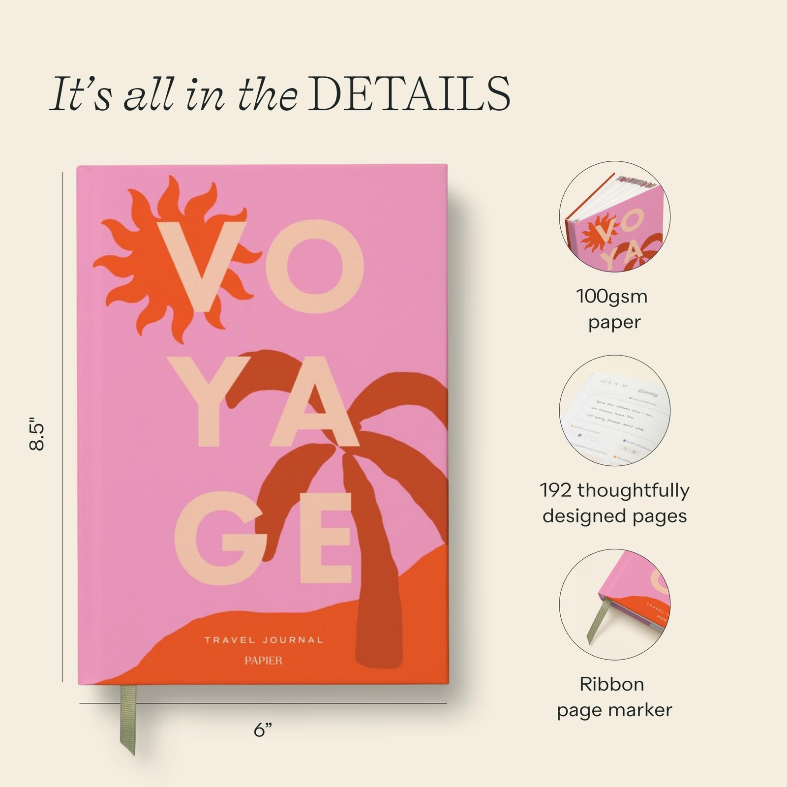 Papier Voyage Travel Journal – Hardcover | Blank Space For 6 Journeys | Packing