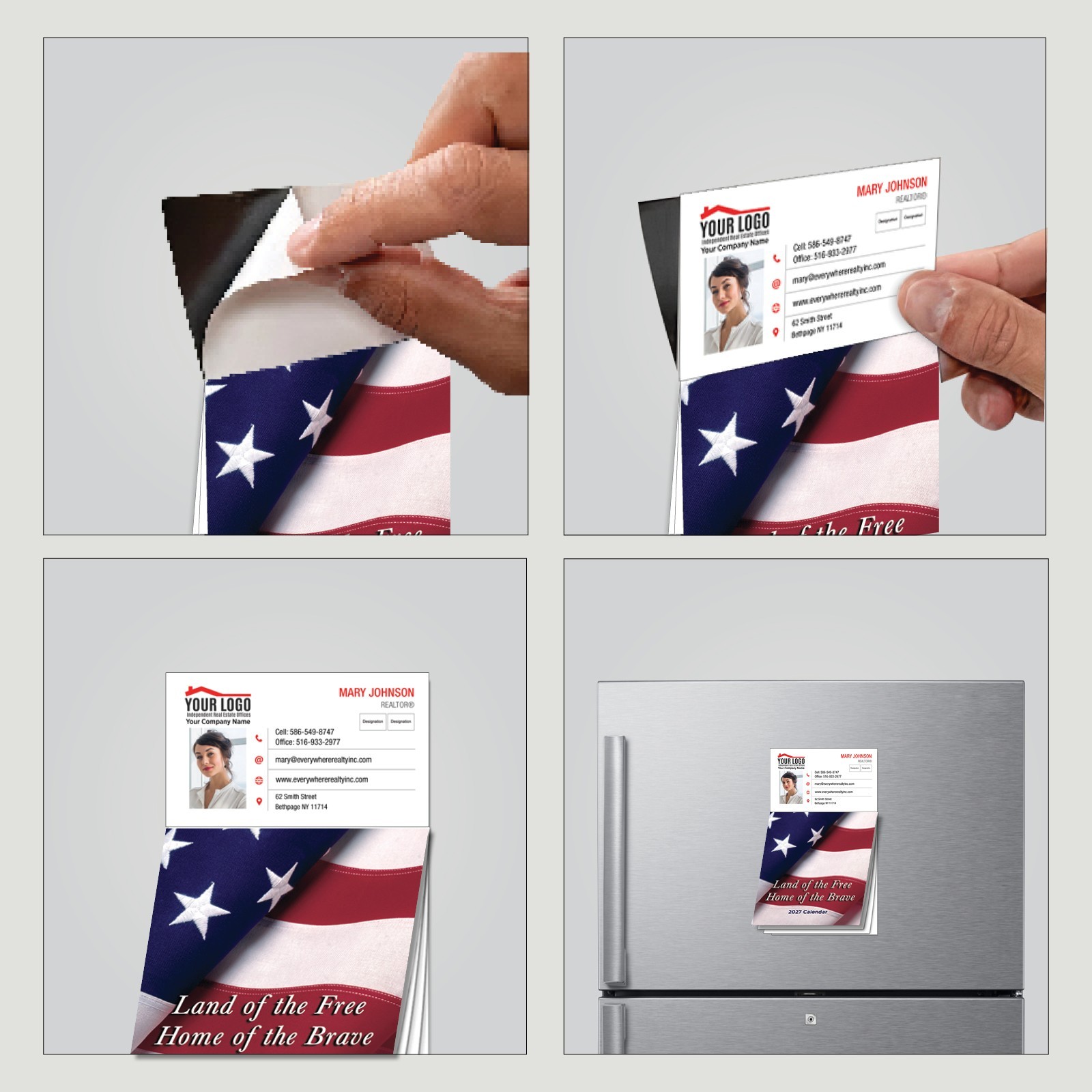 2027 Patriotic American Flag Magnetic Calendar USA Real Estate Gift RC614