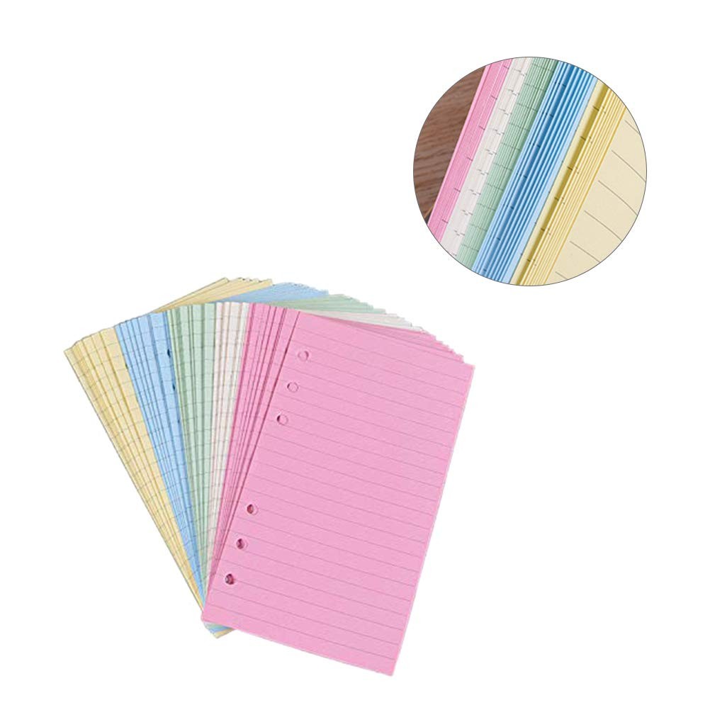 A6 Colorful 6-Hole Loose Leaf Paper Refills 50 17.2*9.5cm, Assorted Color