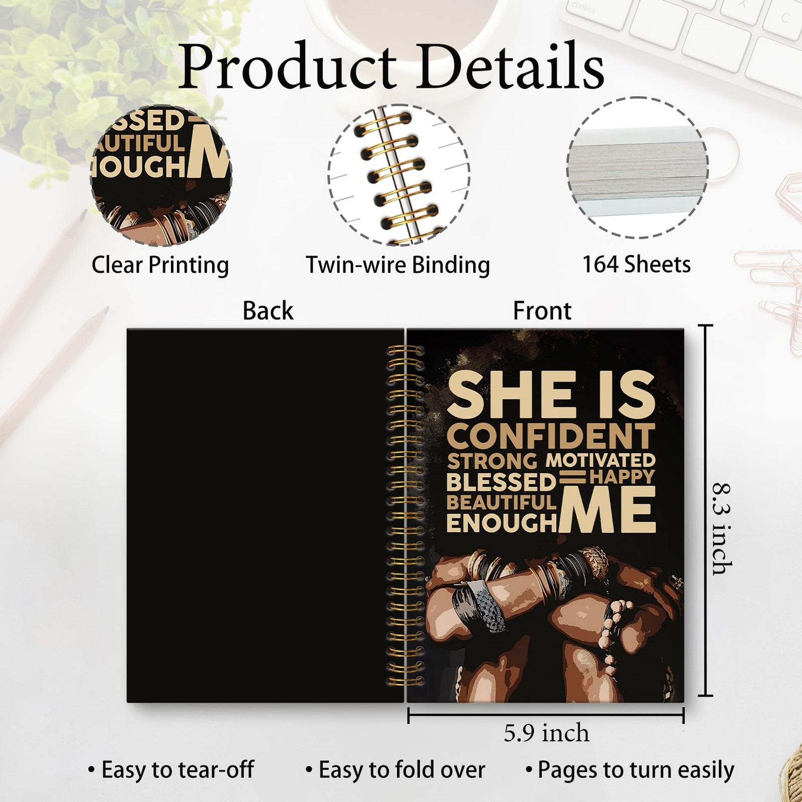 KTYHD Black Women Motivational Journal For Women,African American color-1