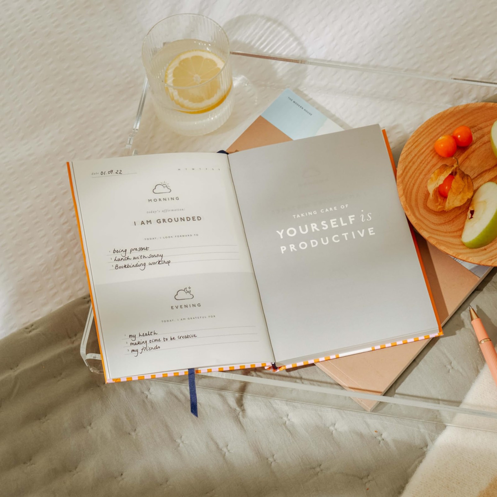 Papier Gratitude Attitude Journal – Pink Hardcover | Daily Prompts, Morning &