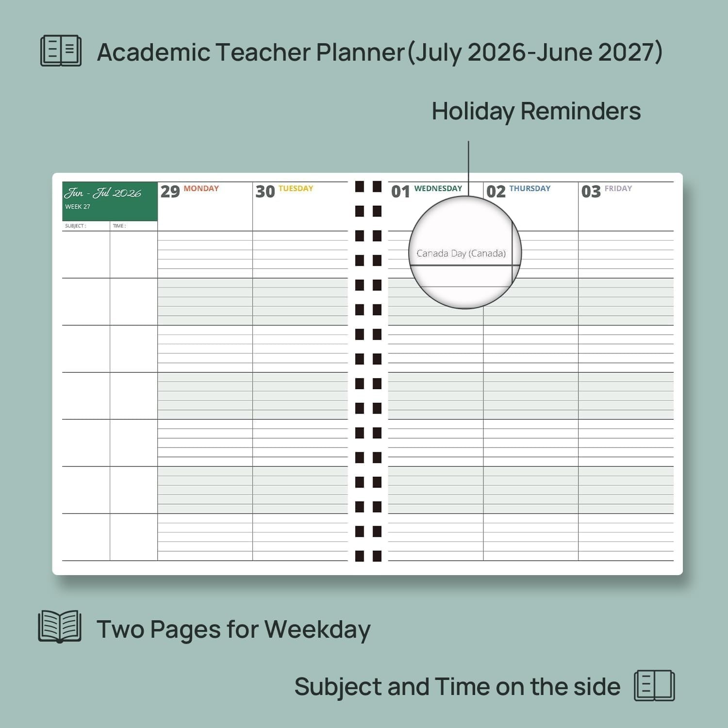 POPRUN Teacher Lesson Planner 2026-2027, (Letter Size – 8.5” x 11”) Academic P
