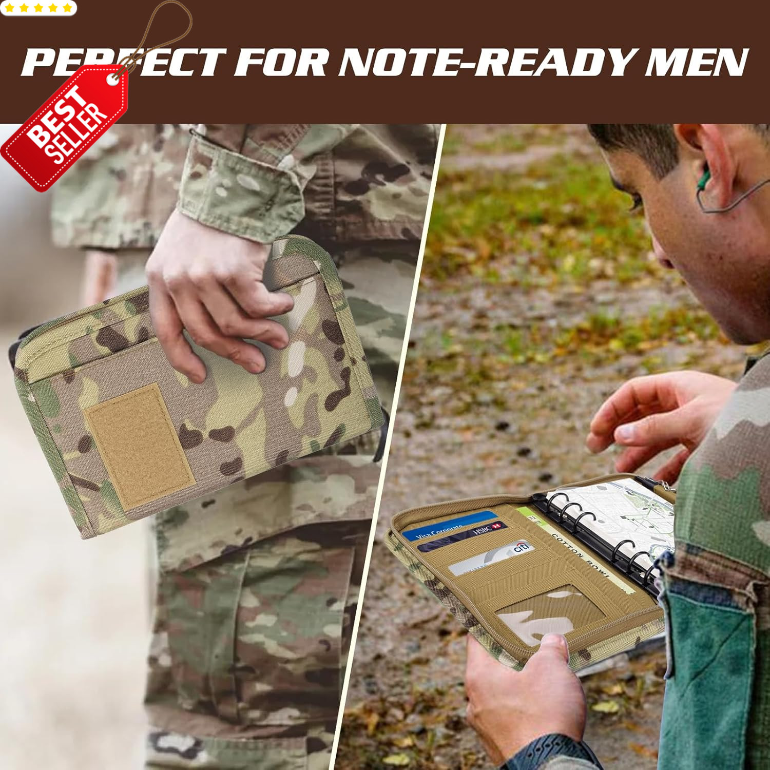 Military Tactical A5 Padfolio 6-Ring Binder Zipper Notebook 160 Pages – US