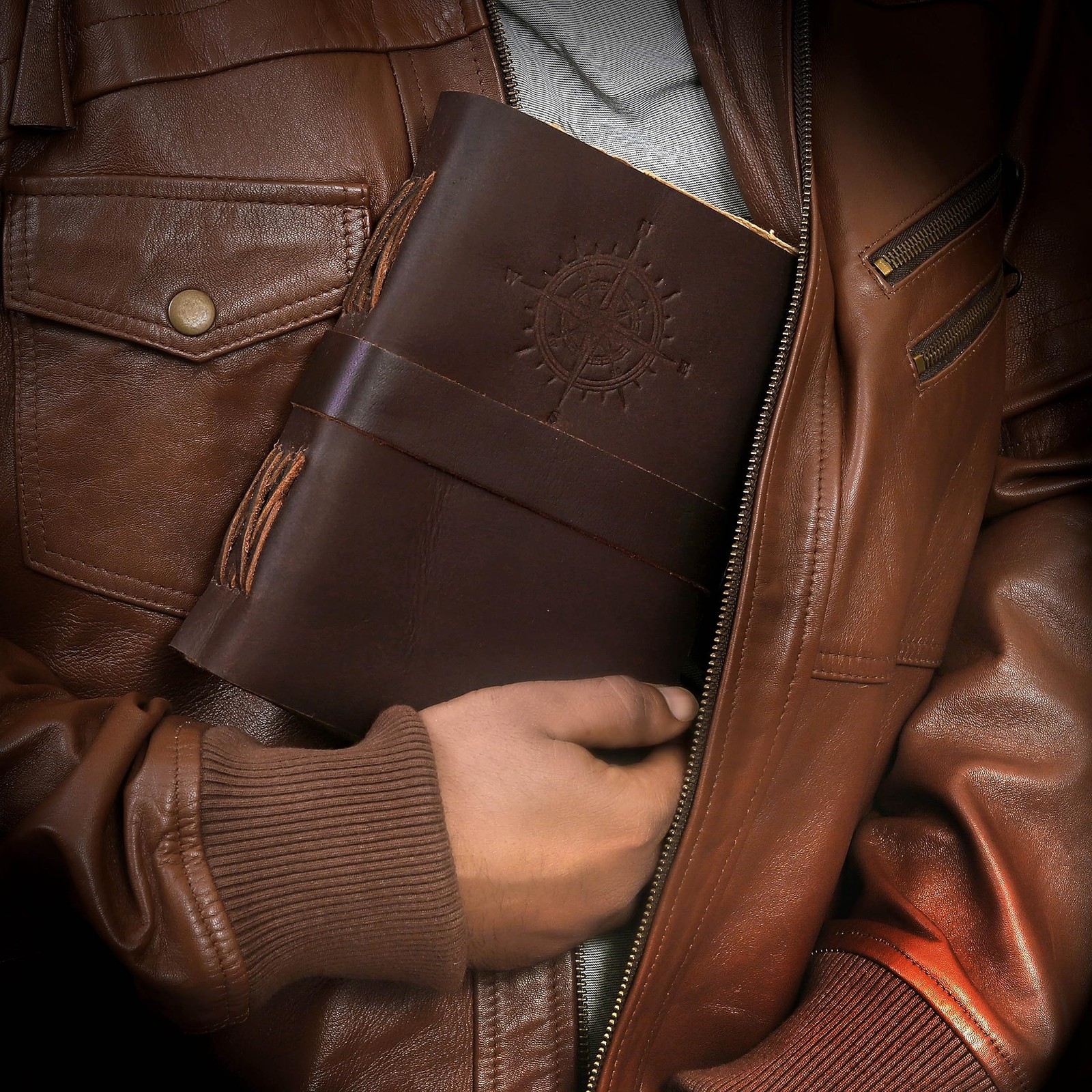 cuero Compass Vintage Leather Journal – Antique 11.5″X8.25, Brown