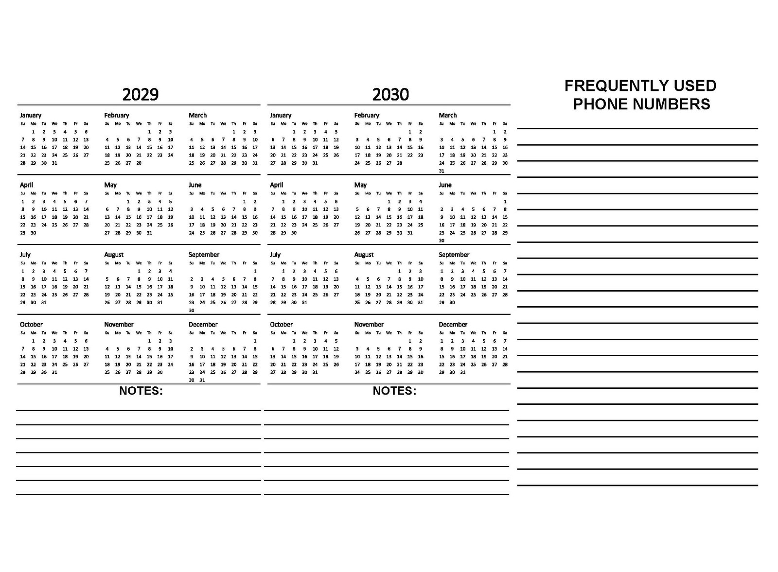5 Year Calendar Planner 2026-203