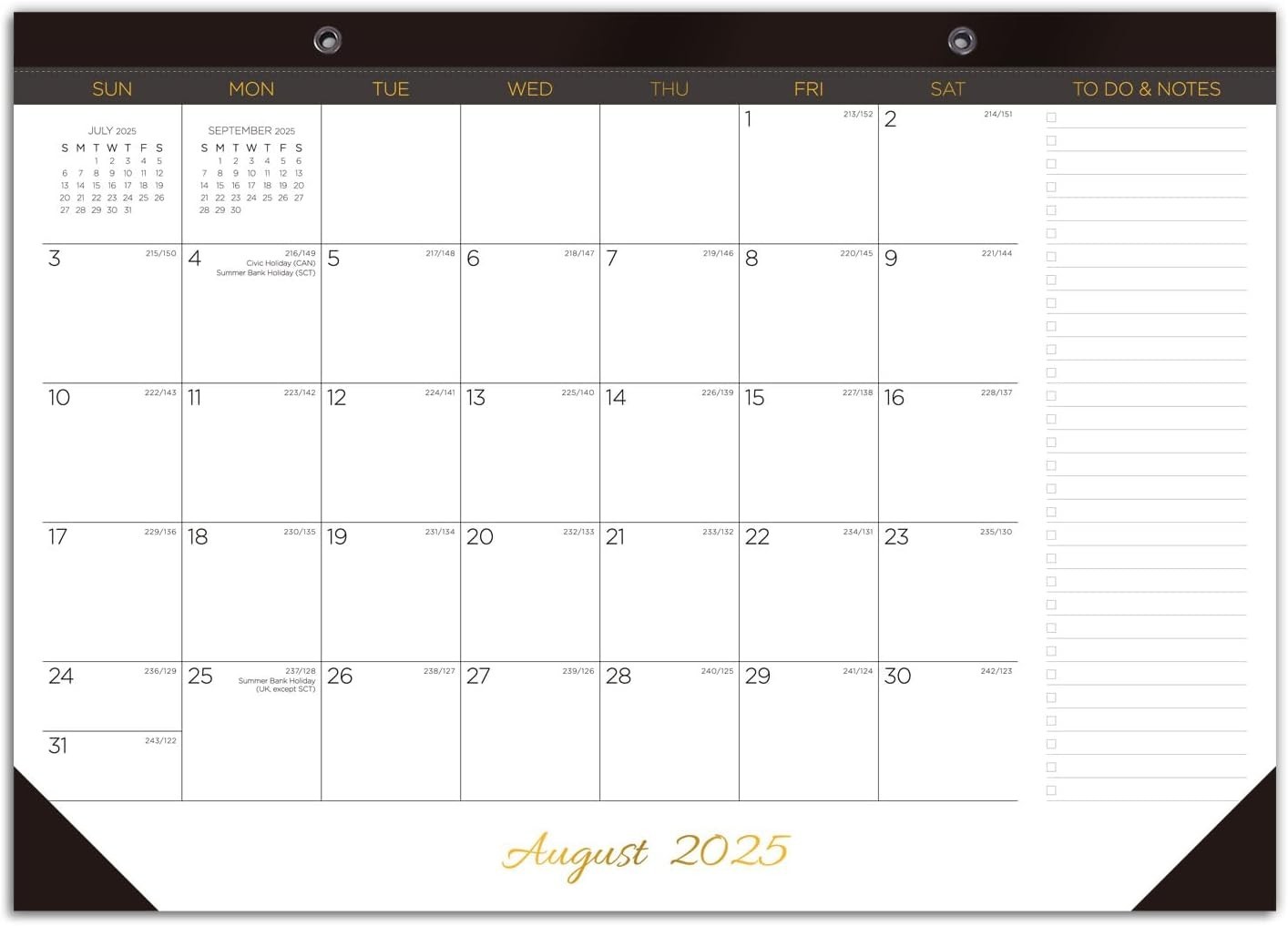 2025-2026 17″ x 12″ Monthly Desk Pad Calendar, White/Black
