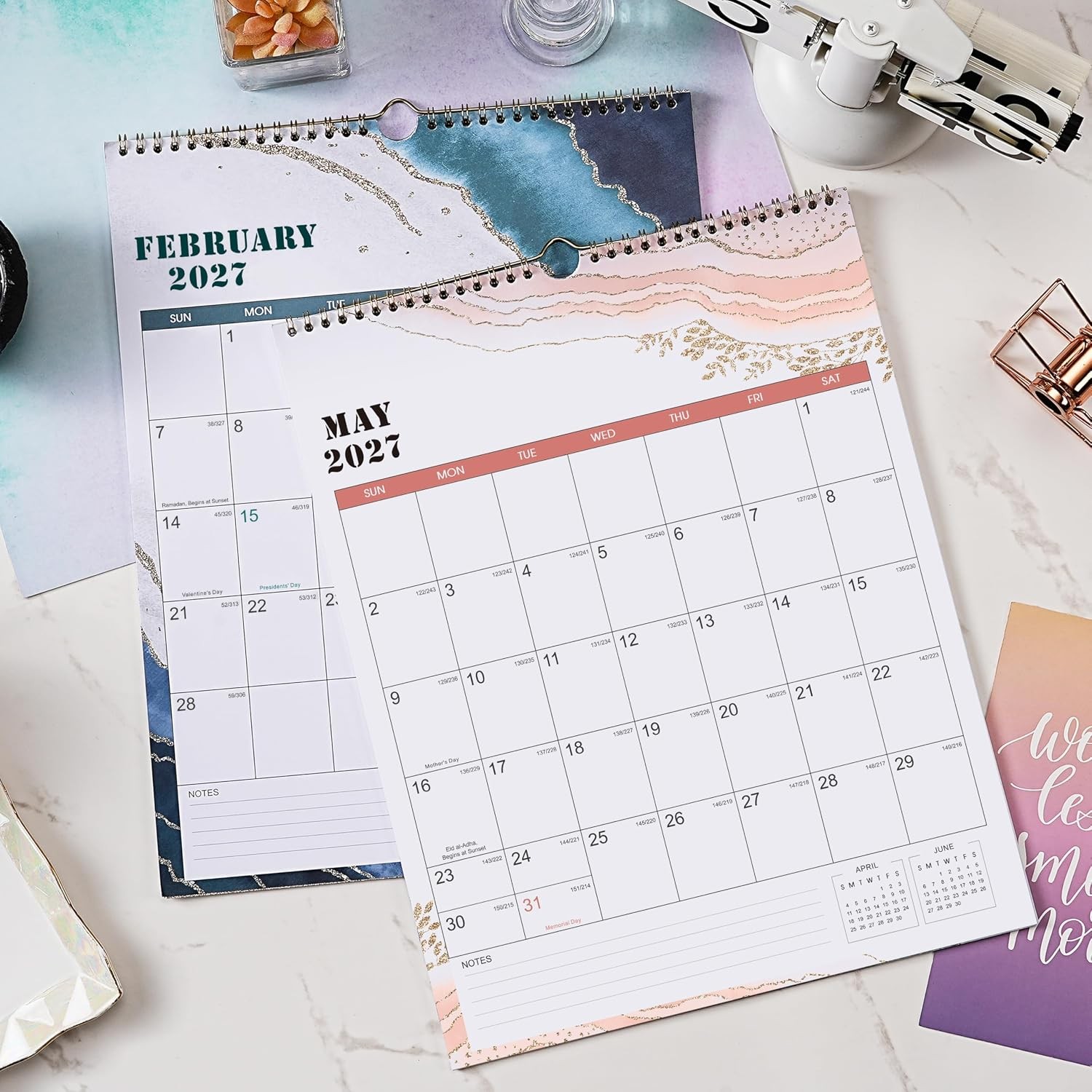 2027 Wall Calendar – JAN 2027 – DEC 2027, 12 Monthly Calendar, 2027 Pink