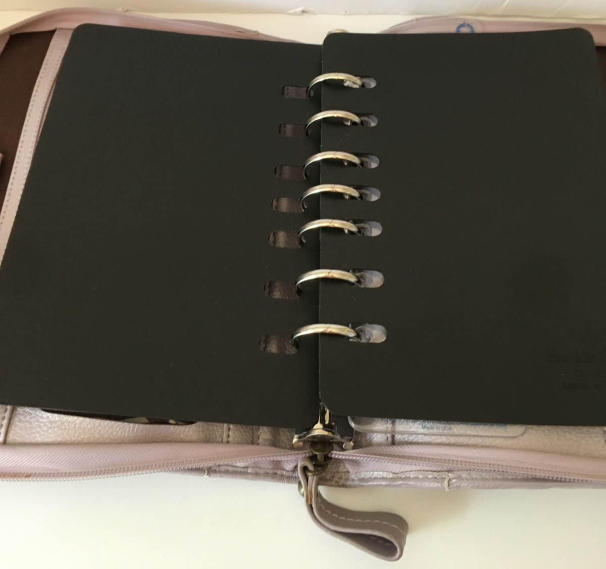 Franklin Covey Light Purple Full Grain Leather CL 12215 7 Ring Binder Organizer
