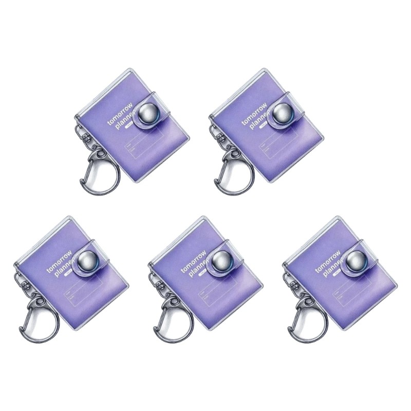 5Pcs Miniature Notebook With Keyring Tiny PVC Notebook Small Memobook Keychain