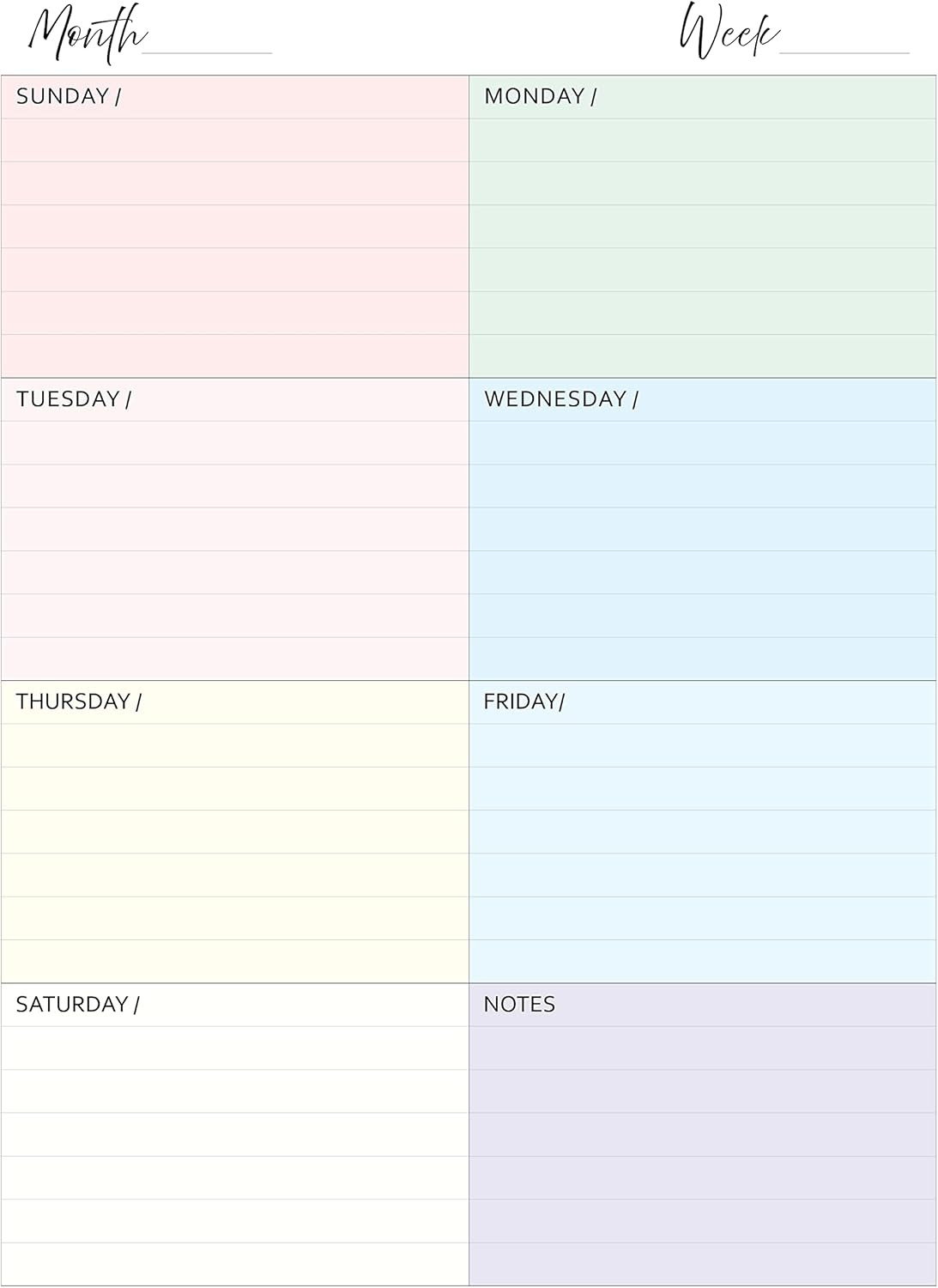 Weekly Planner Inserts – Undated Weekly Calendar Planner Refills for 11-Disc Let