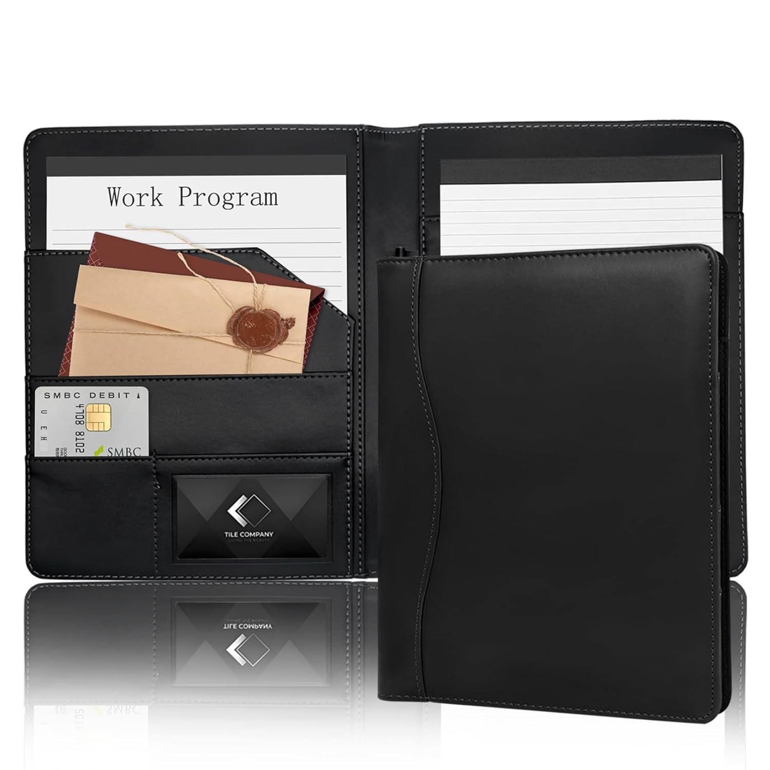 Mini Soft Leather A5 Business Padfolio Binder 5 x 8 inches Leather Portfolio