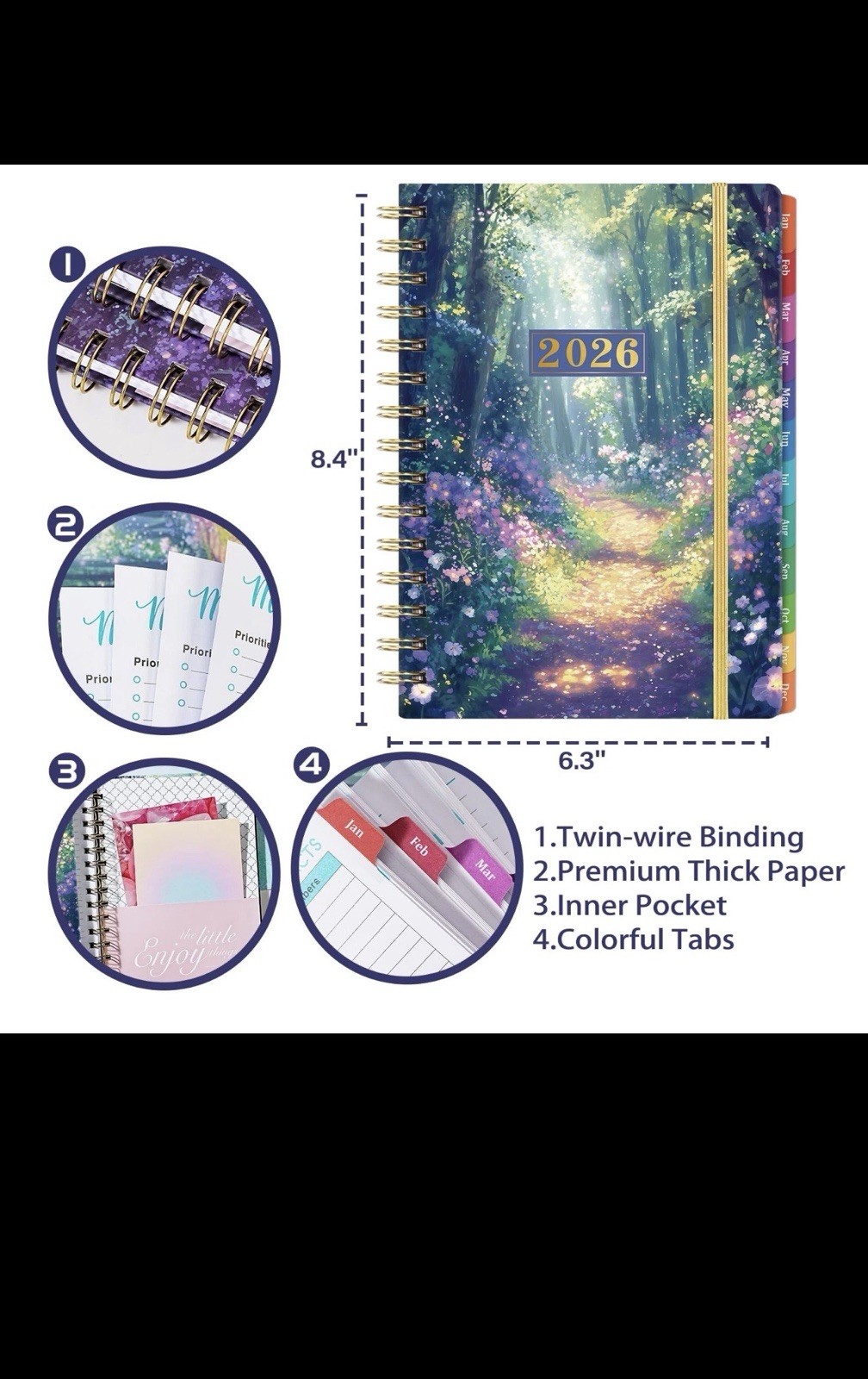 2026 Planner – 2026 from Jan.2026 – Dec.2026, 8.5” X 6.4”, Colorful