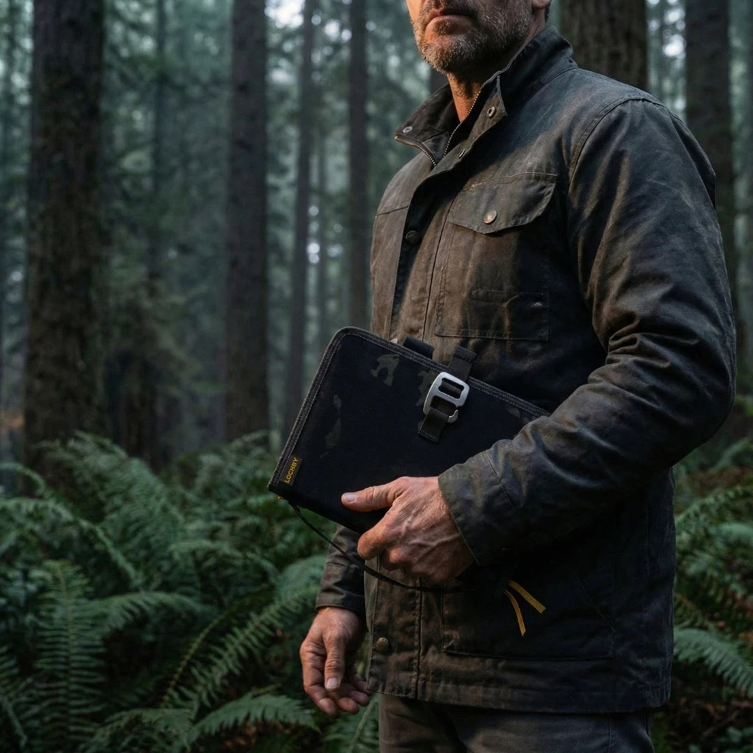 Lochby Field Journal Black Camo A5 Planner Cover | Water Resistant Waxed Canvas
