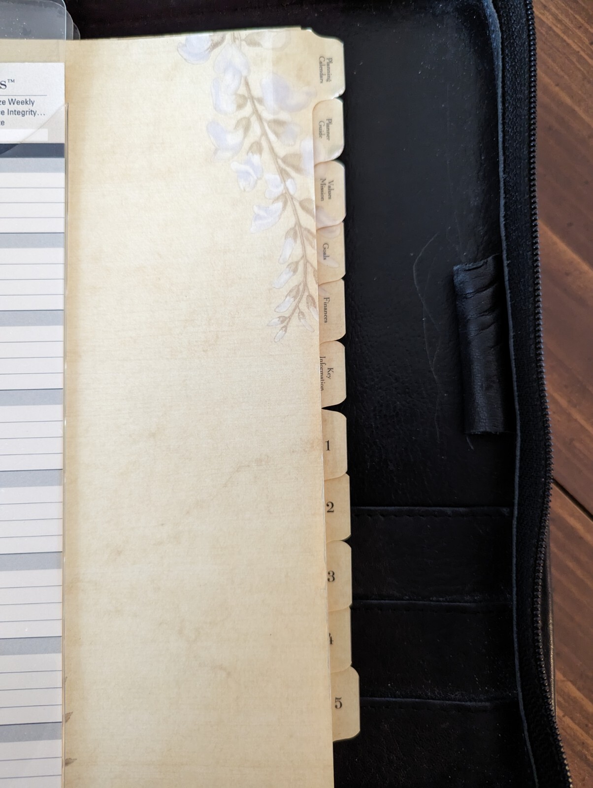 Franklin Covey 1-1/2” Black Vintage Leather Zipper Binder