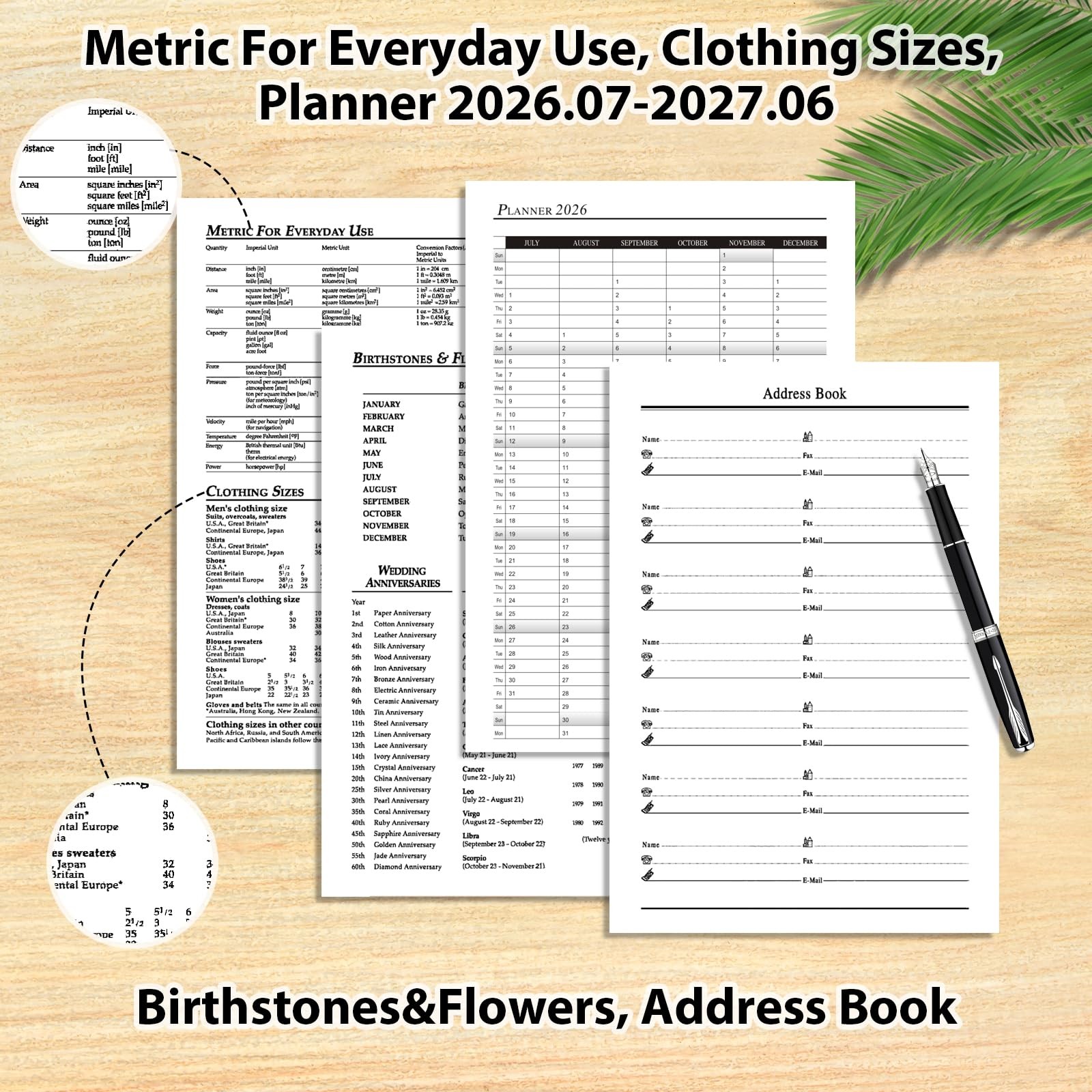 2026–2027 Weekly Planner Refills for A5 6-Ring Binder, Monthly Planner Jul 20…