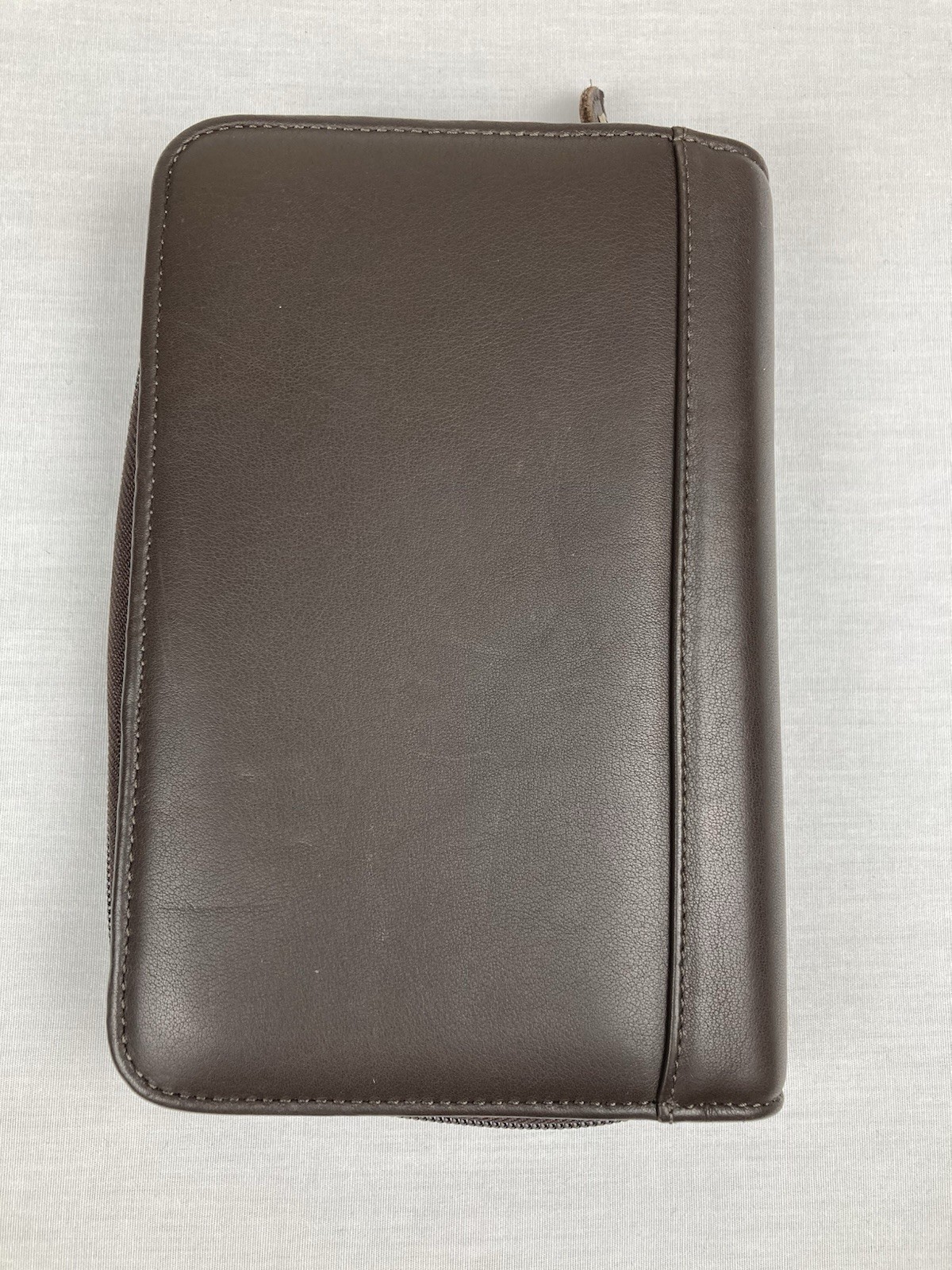 VTG DAY-TIMER BROWN LEATHER 6 RING PLANNER ORGANIZER 8” X 5.5” FRONT POCKET VGC!