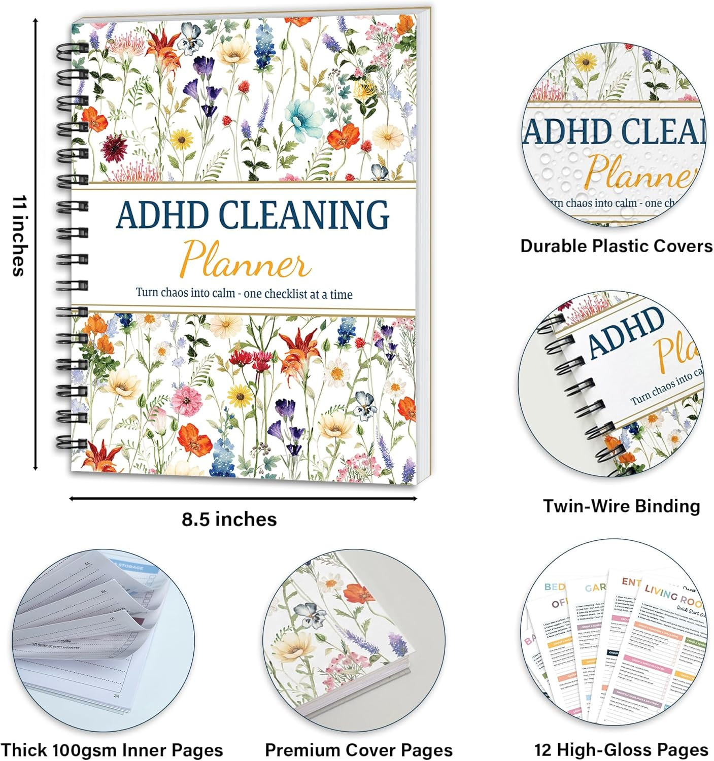 ADHD Cleaning Planner Daily Weekly Monthly Checklist Organizer Version 2