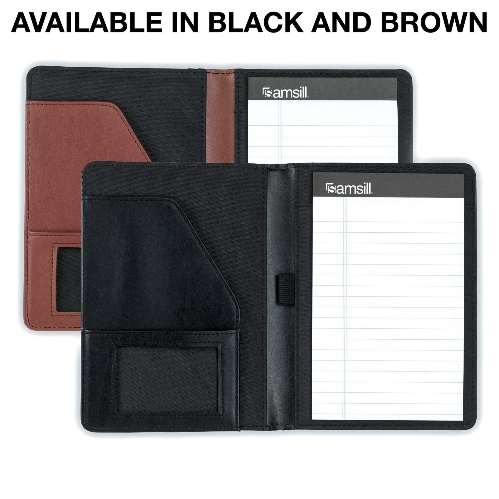 Contrast Stitch Faux-Leather Portfolio, Mini Size Business Interview Professi…