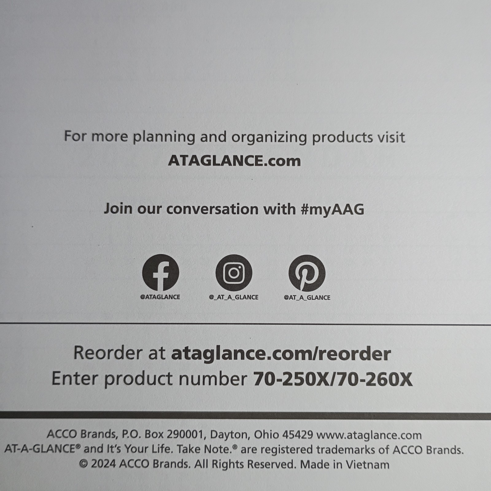 AT-A-GLANCE My Month 2026 Item #70250X-14 New