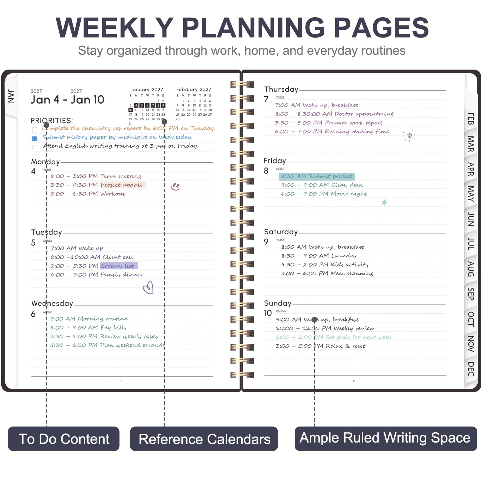 2027 Planner, Weekly And Monthly Calendar Planner Book, Jan 2027 – Dec 2027