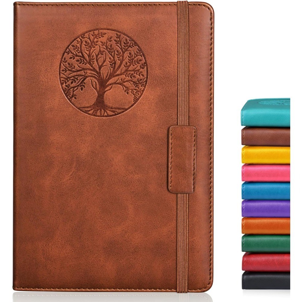 A5 Leather Journal Notebook, 256 Pages Hardcover Lined Notebook for Writing,
