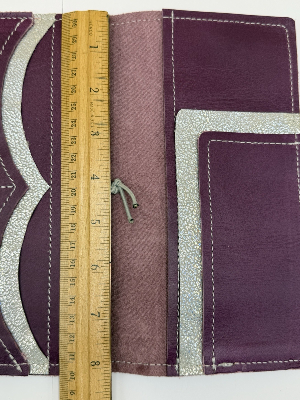 Handcrafted Personal Wide Traveler’s Notebook Purple Leather Silver Folio Cover